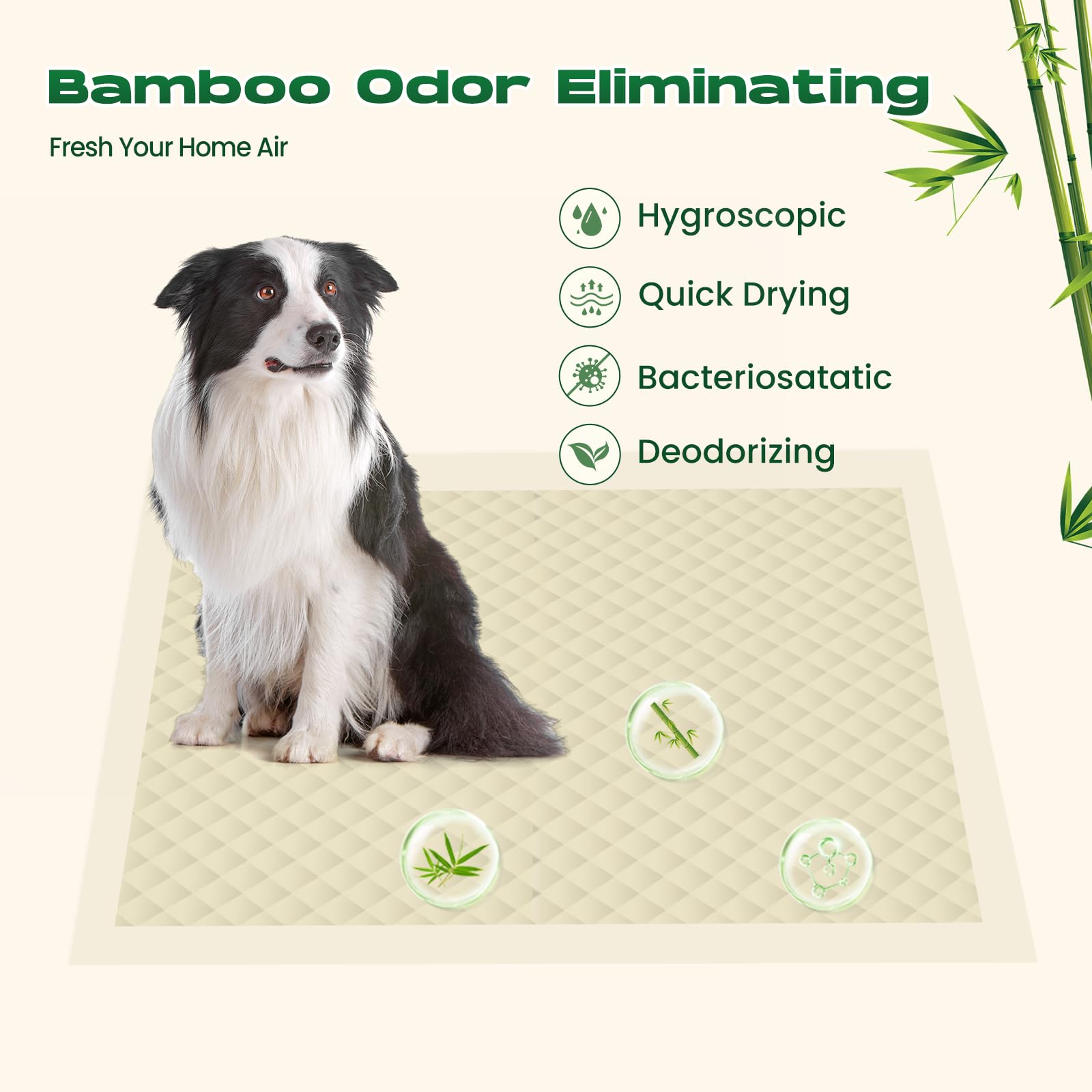DOGGO DOUG Puppy Pads 22x22in Bamboo Training Pads, 7 Count, Super Absorbent, Leakproof, Quick Drying for Dogs, Puppies, Cats, Rabbits