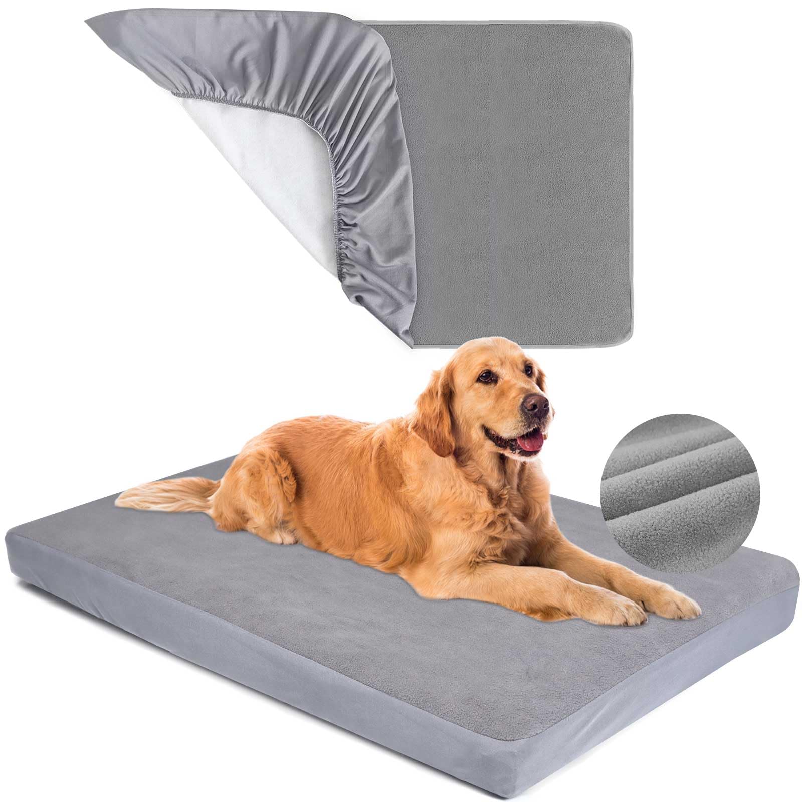 Dog Bed Covers Replacement 100% Waterproof for Dog Bedding Washable Grey 2 Pack 27'' x 36'' M