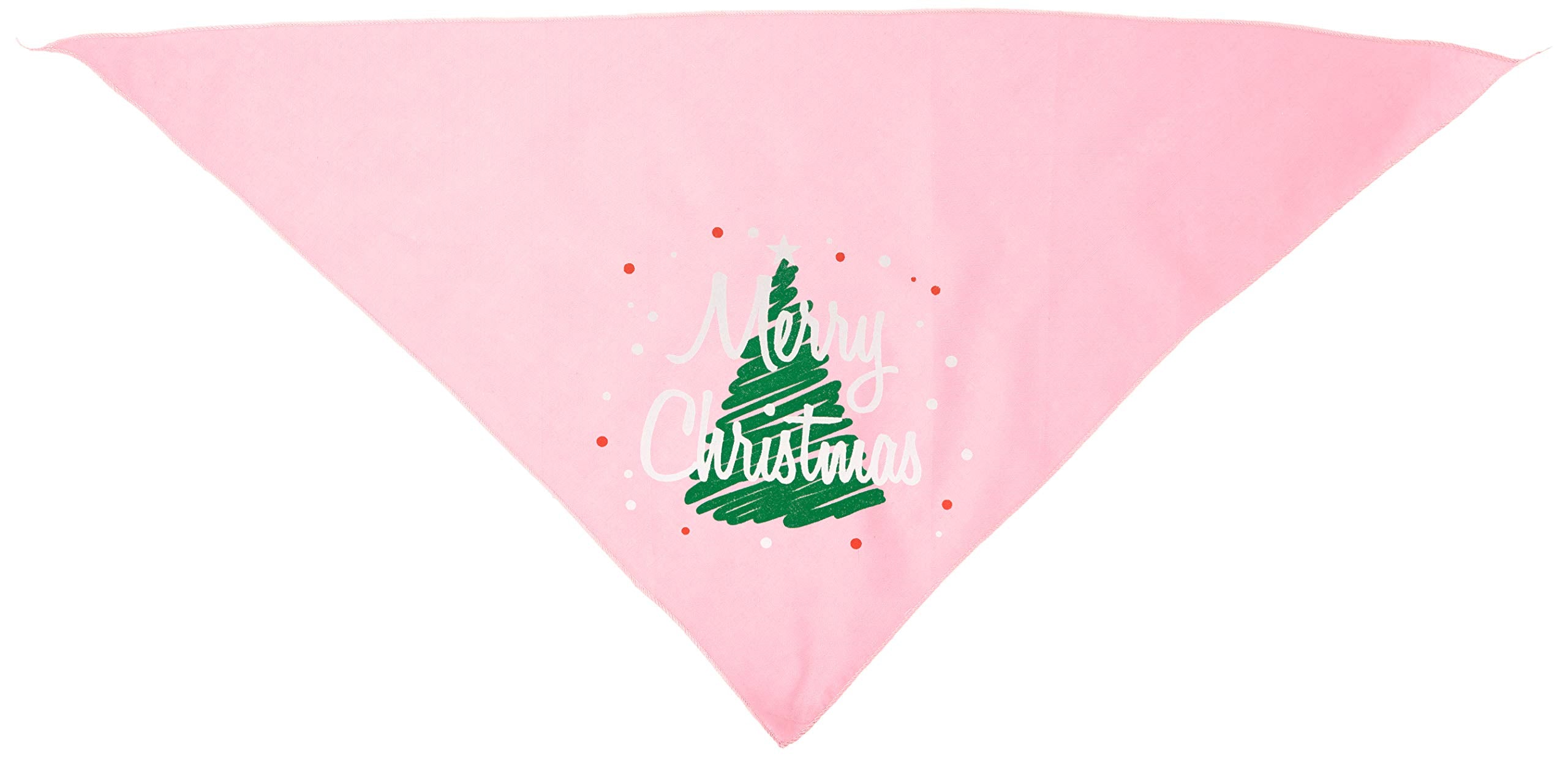 Mirage Pet Products Scribble Merry Christmas Screen Print Bandana for Pets, Large, Light Pink