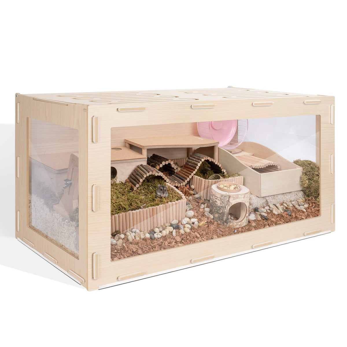 Niteangel Bigger World - Mdf Aspen Terrarium For Hamster Gerbils Mice Lemming Degus Or Other Small-Sized Pets(39.4 X 19.7 X 19.7 Inches, Burlywood)