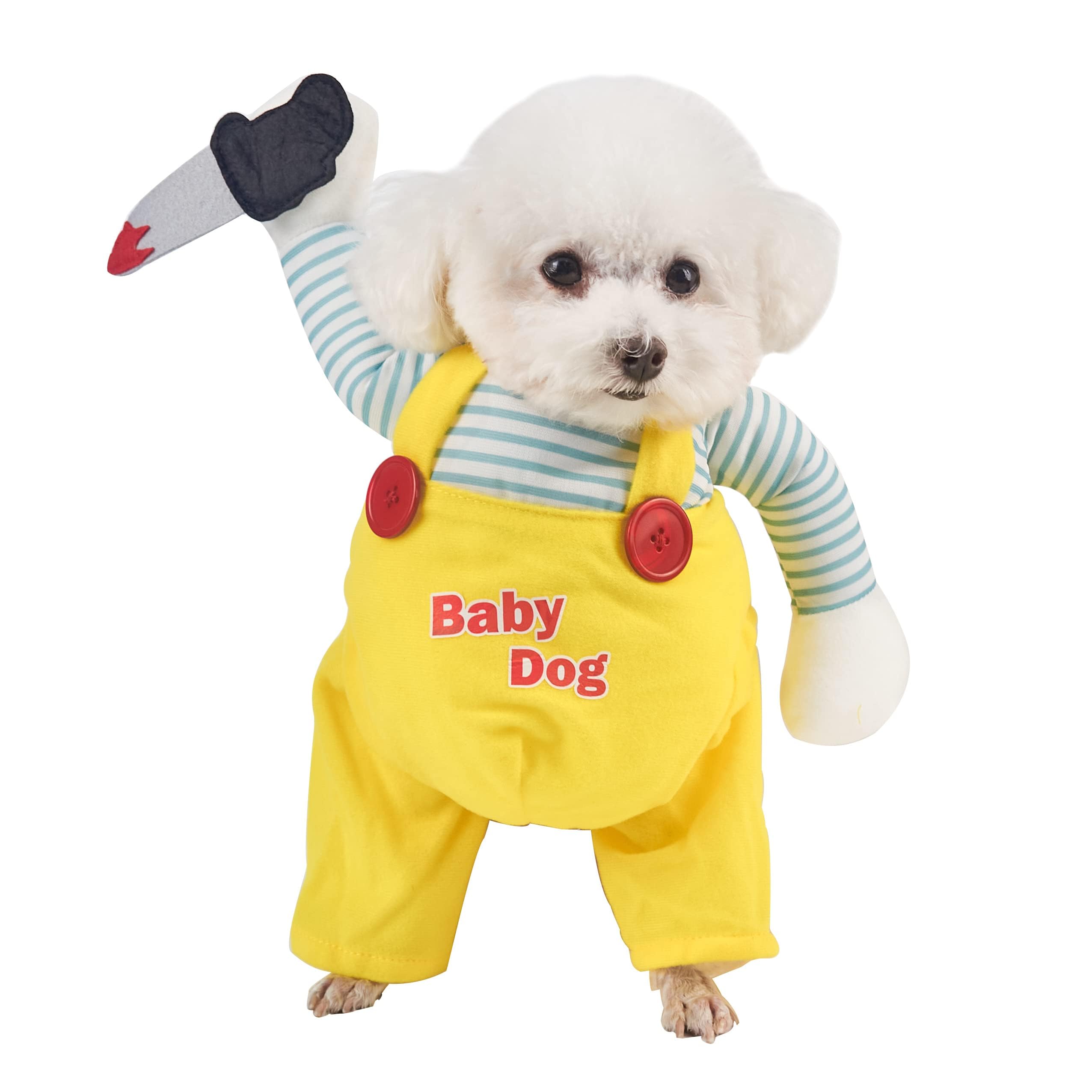 DELIFUR Dog Halloween Hilarious Costume - Pet Cosplay Party Clothes Soft Dog Knife Doll Costume Funny Comical Show Outfit for Me