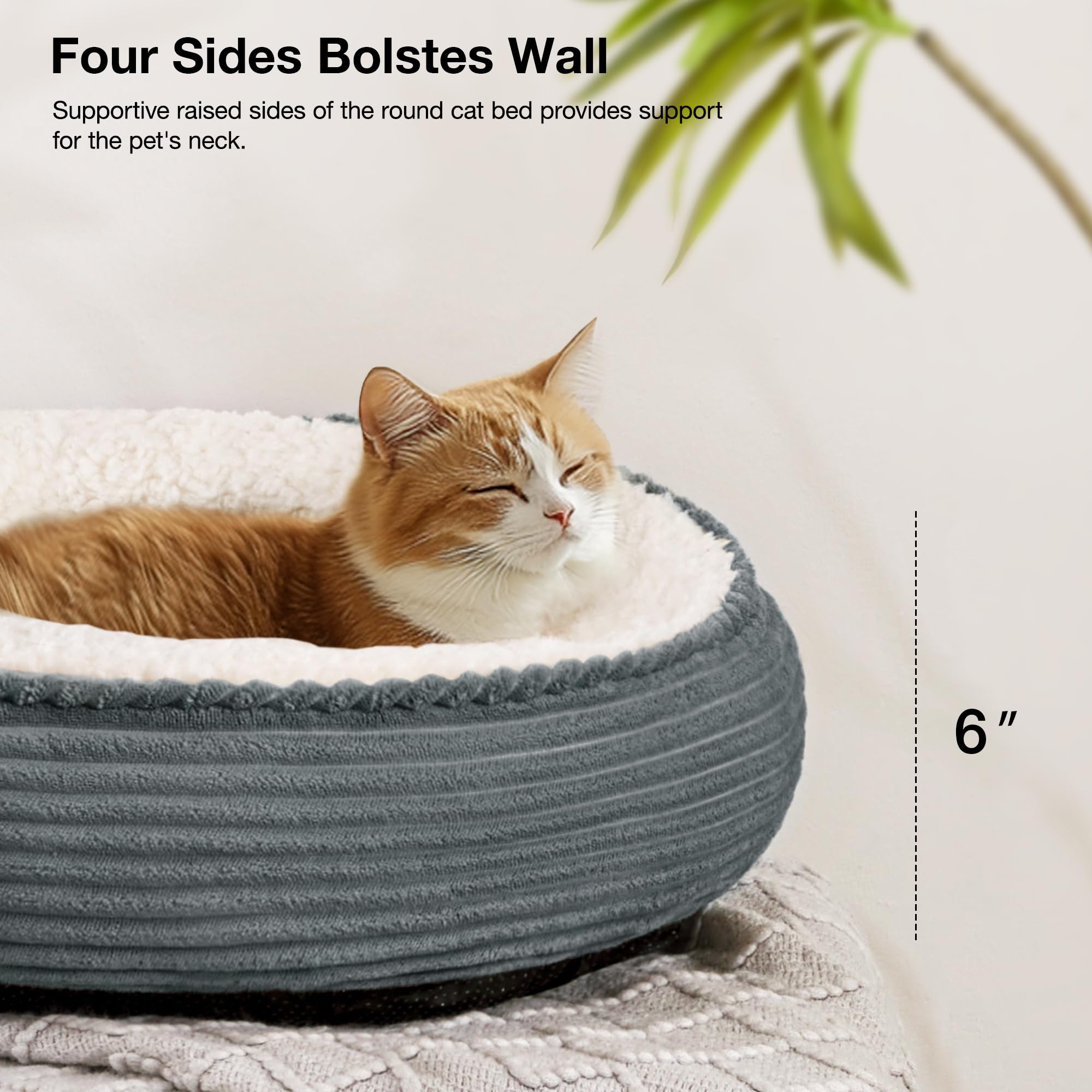 Love'S Cabin Round Donut Cat And Dog Cushion Bed, 20In Pet Bed For Cats Or Small Dogs, Anti-Slip Water-Resistant Bottom, Super S