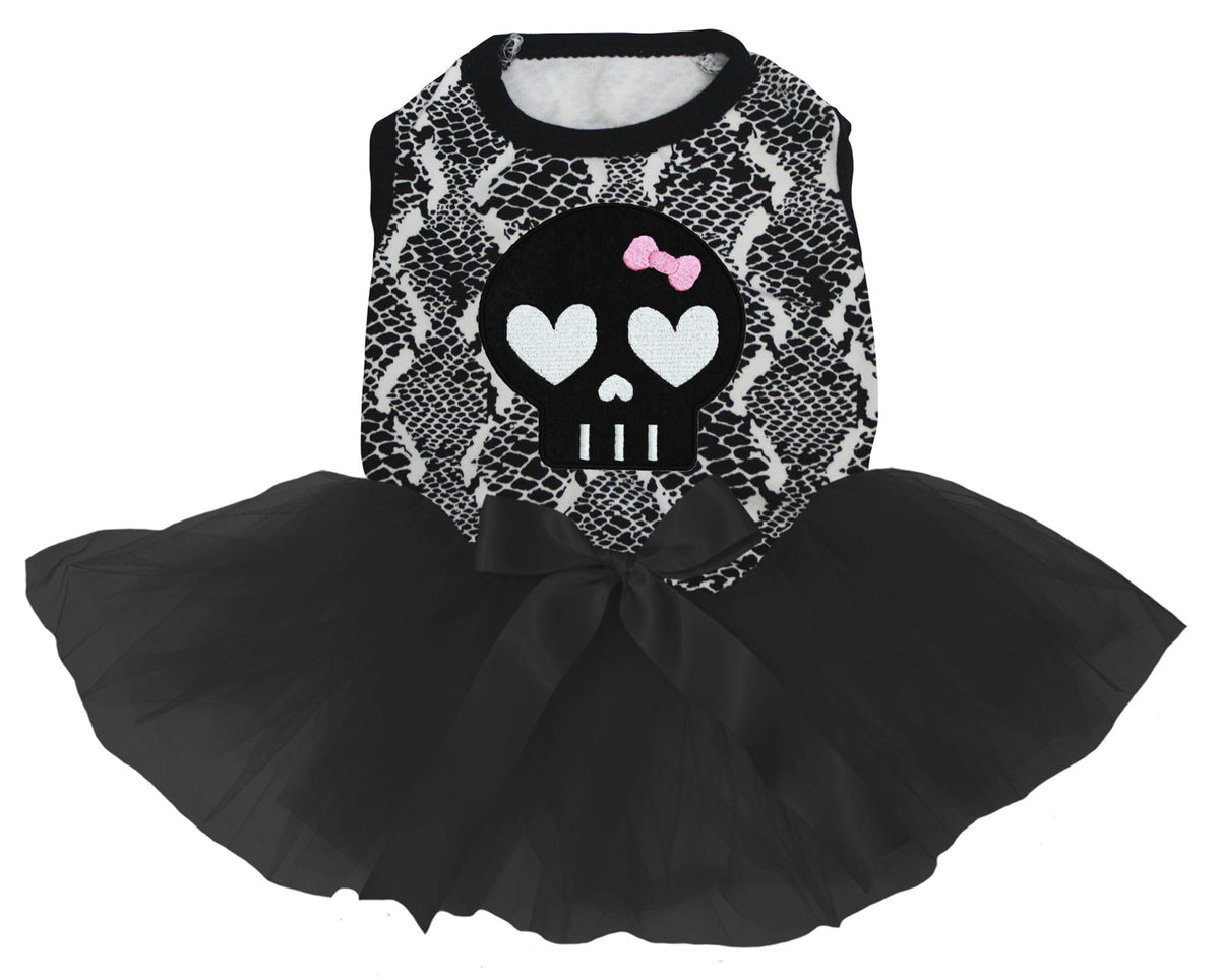 Petitebella Black Skull Face Puppy Dog Dress (Snake/Black, Large)