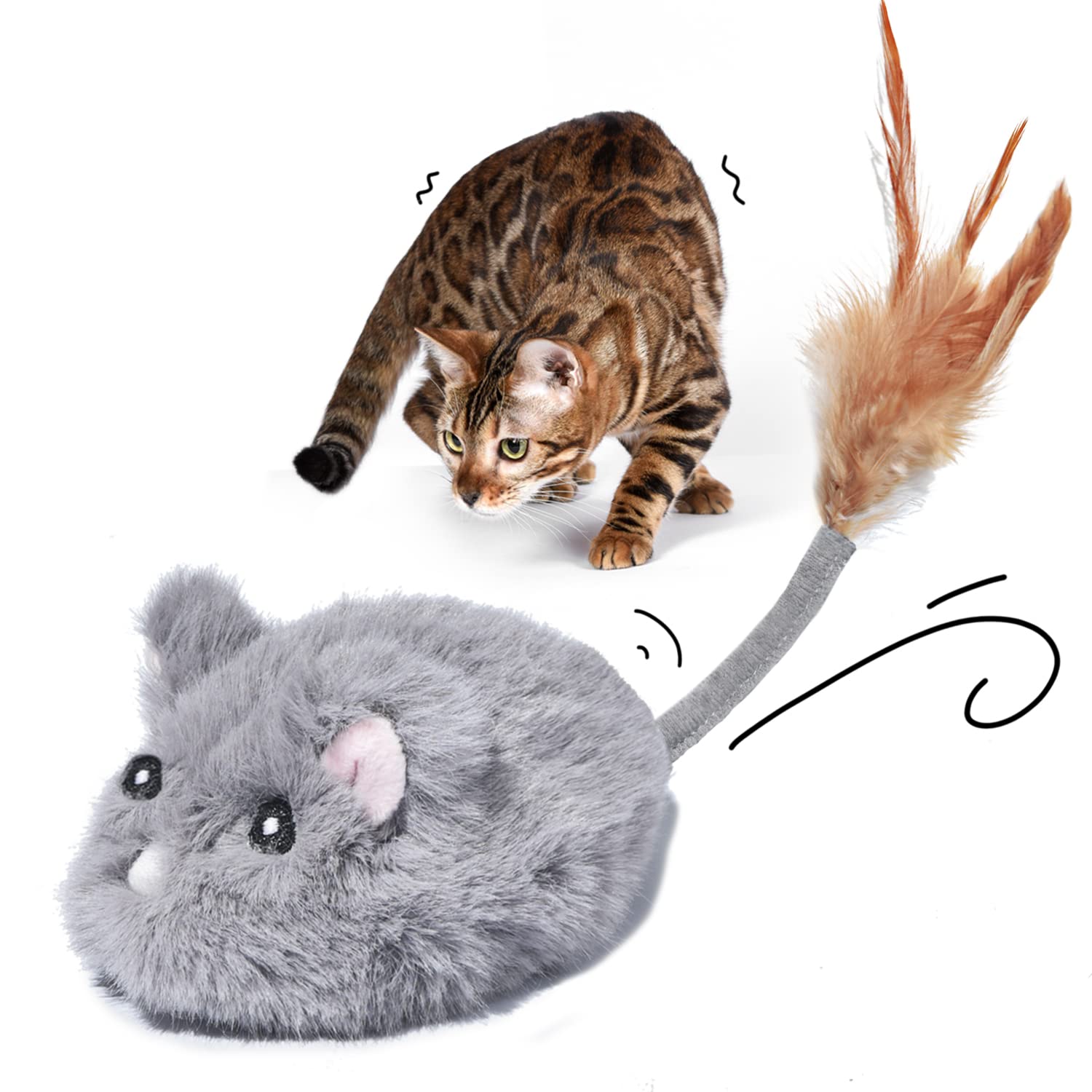 Pawthquake Automatic Cat Toy Cat Mouse Toy Moving Cat Toy With Furry Tail Boredom Busters Interactive Cat Toys For Indoor Cats H