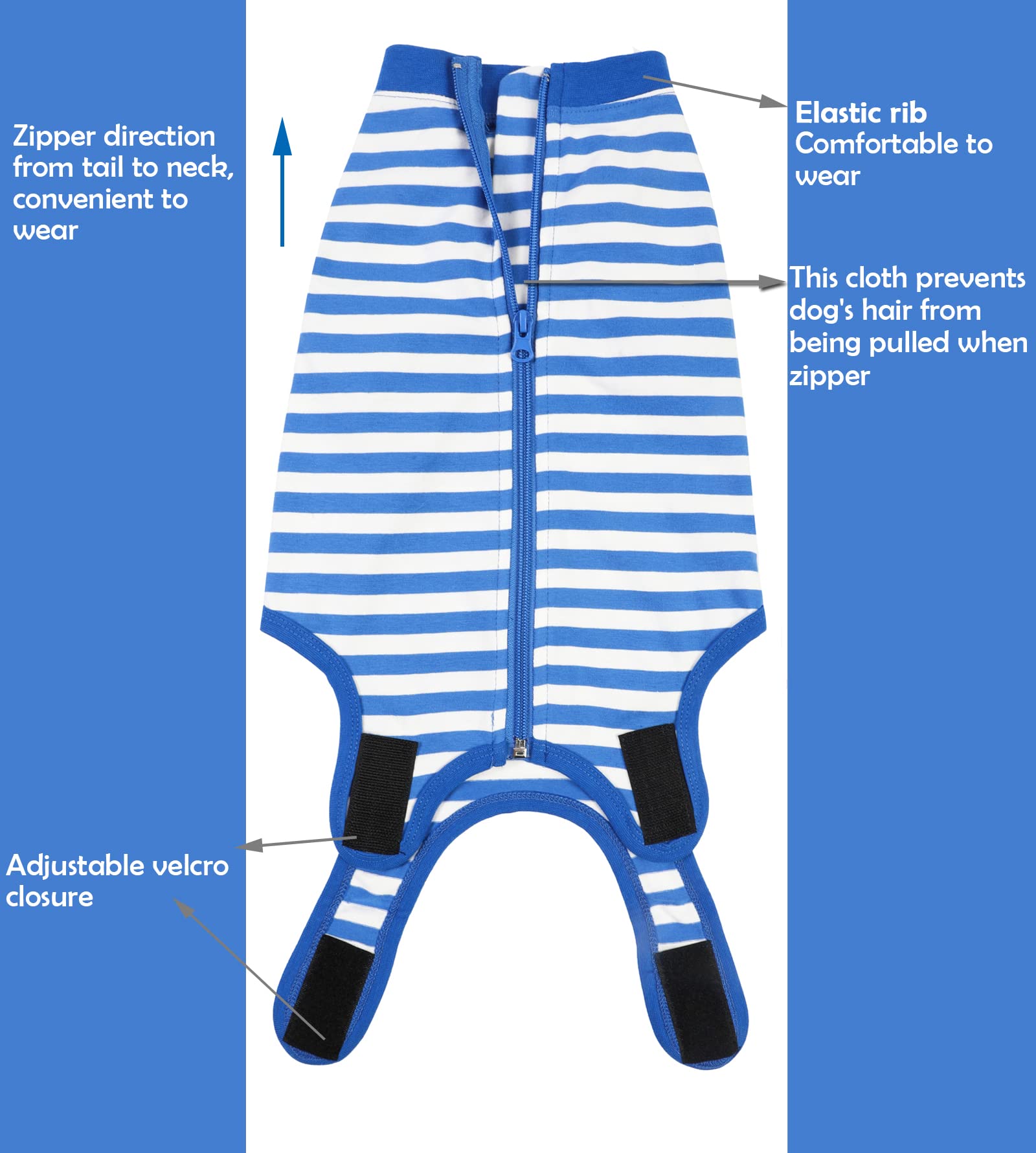 Sychien Dog Recovery Suit Post Surgery Shirt For Puppy,Small Female Male Wound Protective Suit,Blue Xs