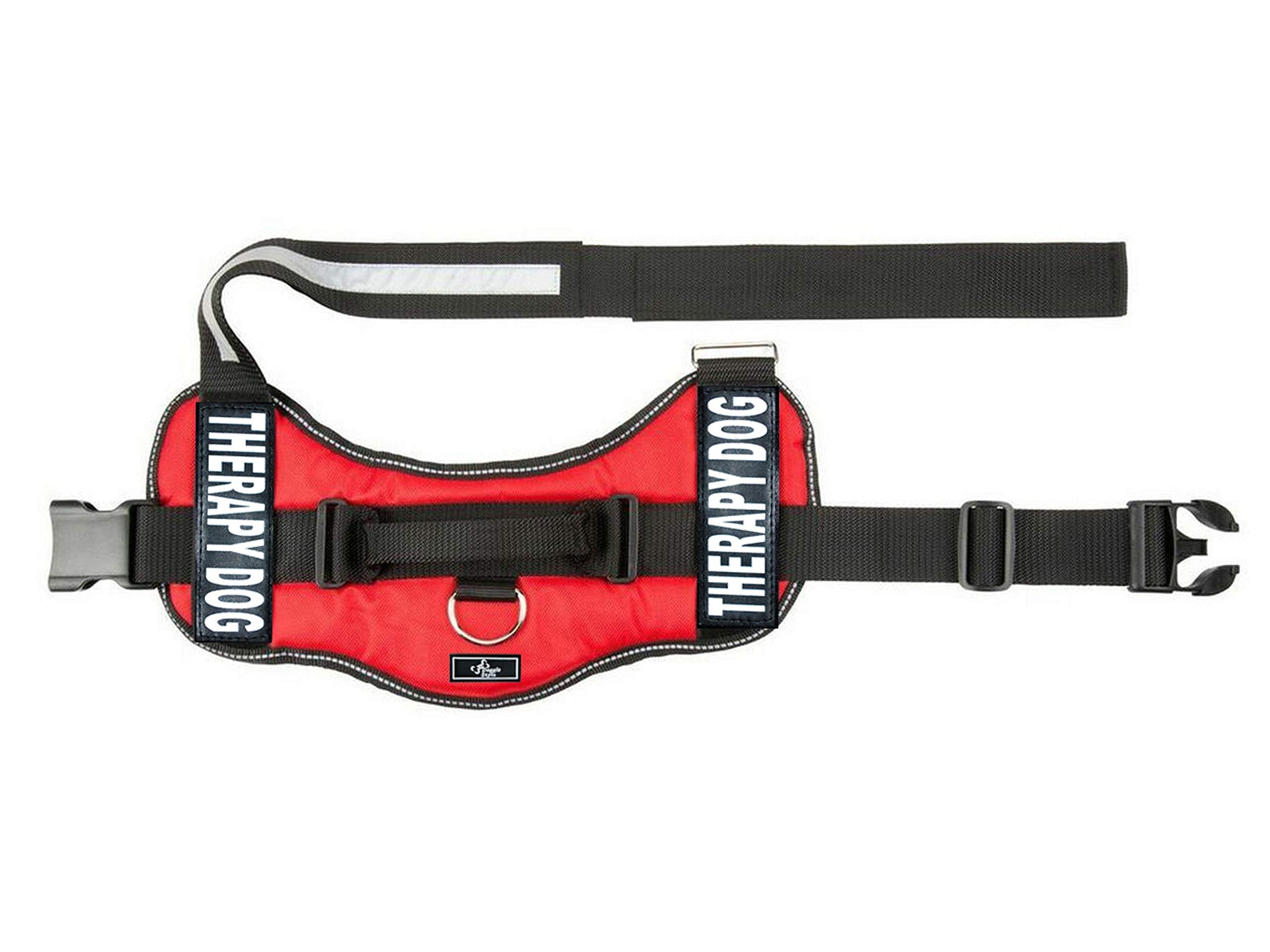 Therapy Dog Harness Service Working Vest Jacket Removable Patches,Purchase Comes With 2 Therapy Dog Reflective Pathces. Please Measure Dog Before Ordering. (Girth 19-25', Red)