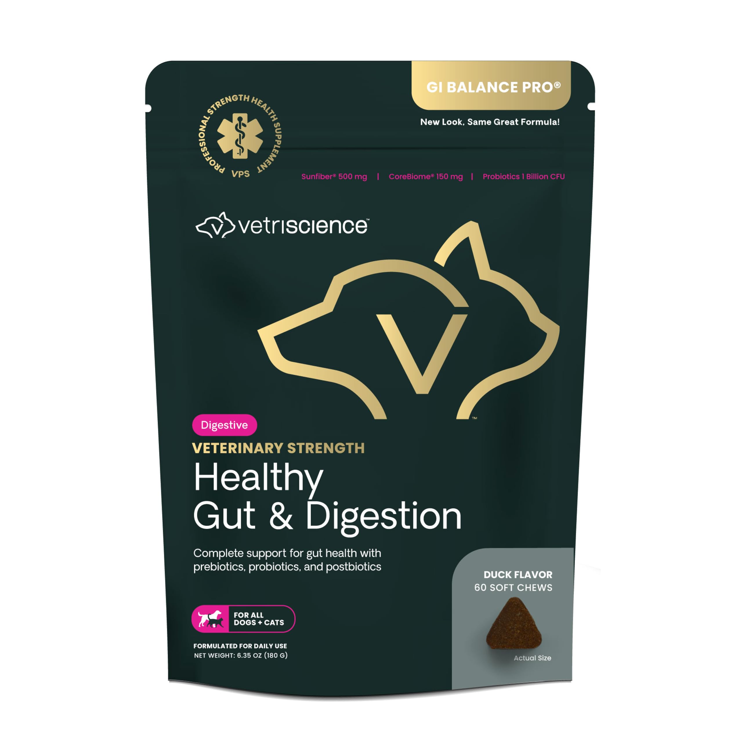 VetriScience Veterinary Strength Healthy Gut & Digestion - Pet Digestive Health Supplement for Cats & Dogs - Gut Health & Immune