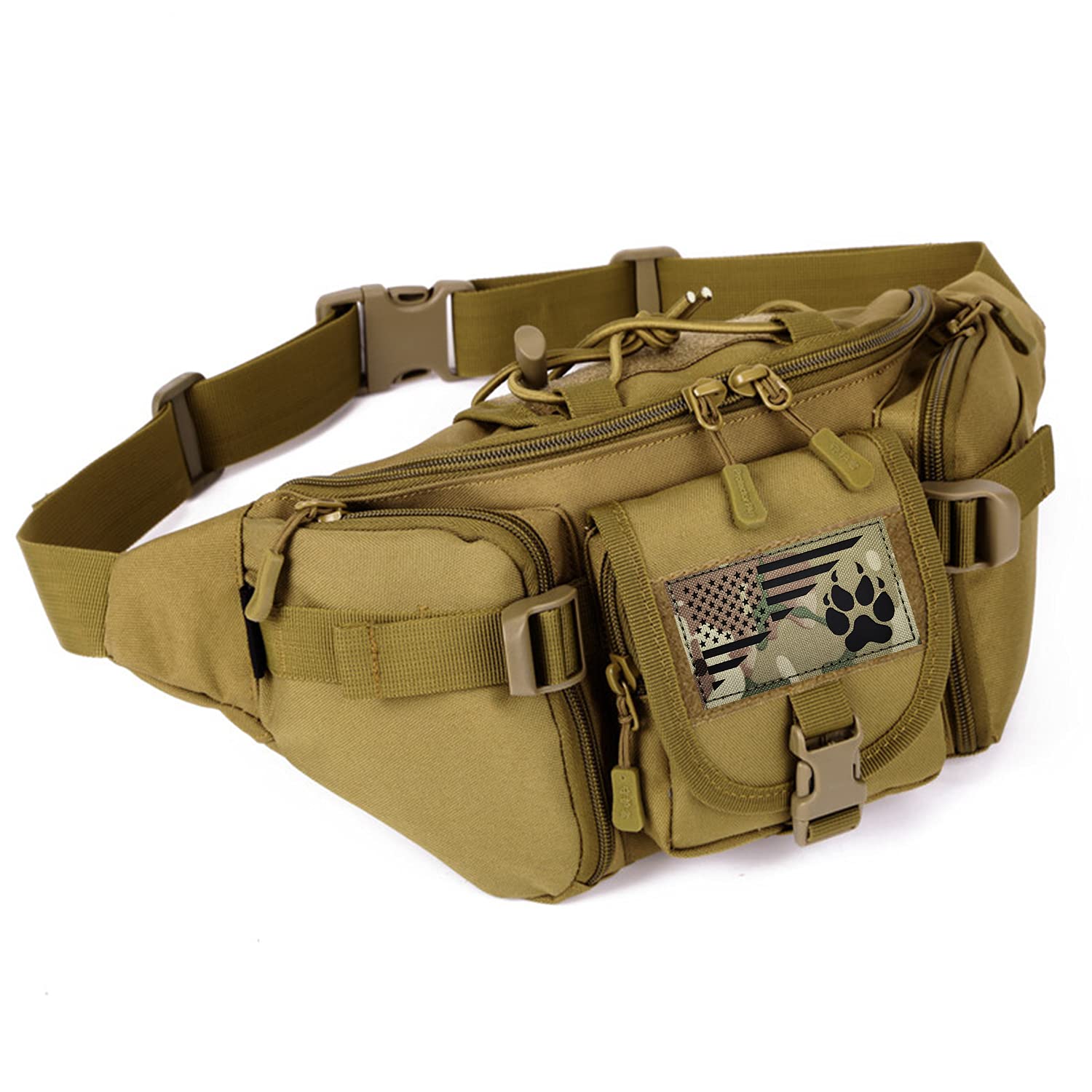 Ir Reflective Service Dog Patch Us Flag Tactical Dog Paw Patches Vests/Harnesses Fastener Hook & Loop Patch (3.54 * 1.97In)