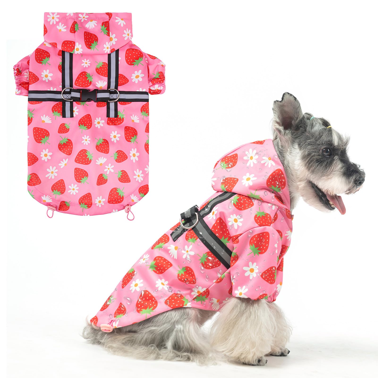 Beautyzoo Dog Raincoat Hooded With Harness Built-In For Small Medium Large Dogs Girls Boys, Dog Rain Jacket Slicker Poncho, Wate