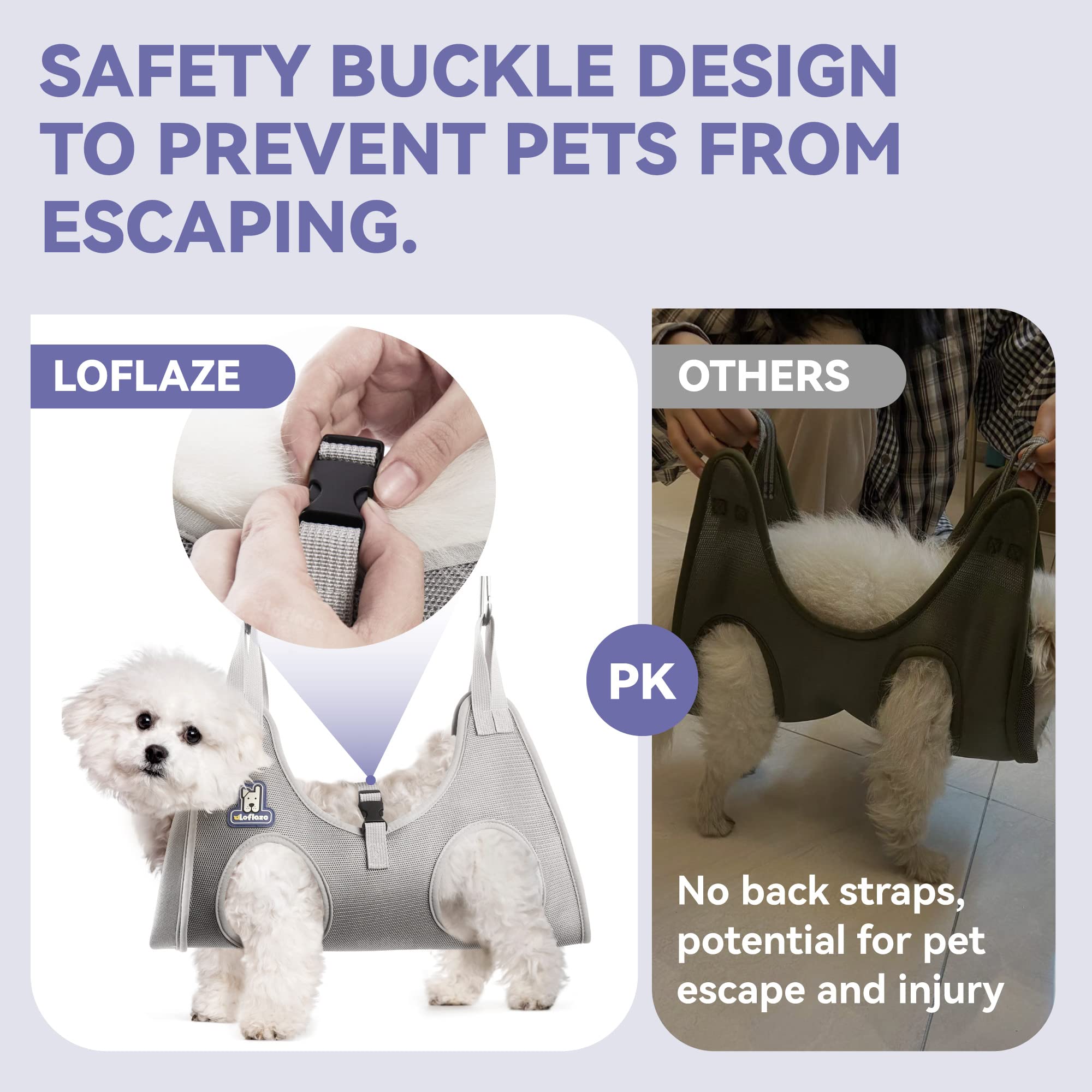 Loflaze Dog Grooming Hammock Harness For Dogs & Cats With Pet Nail Clipper Trimmer - Cat Hanger Sling For Trimming Clipping Nail
