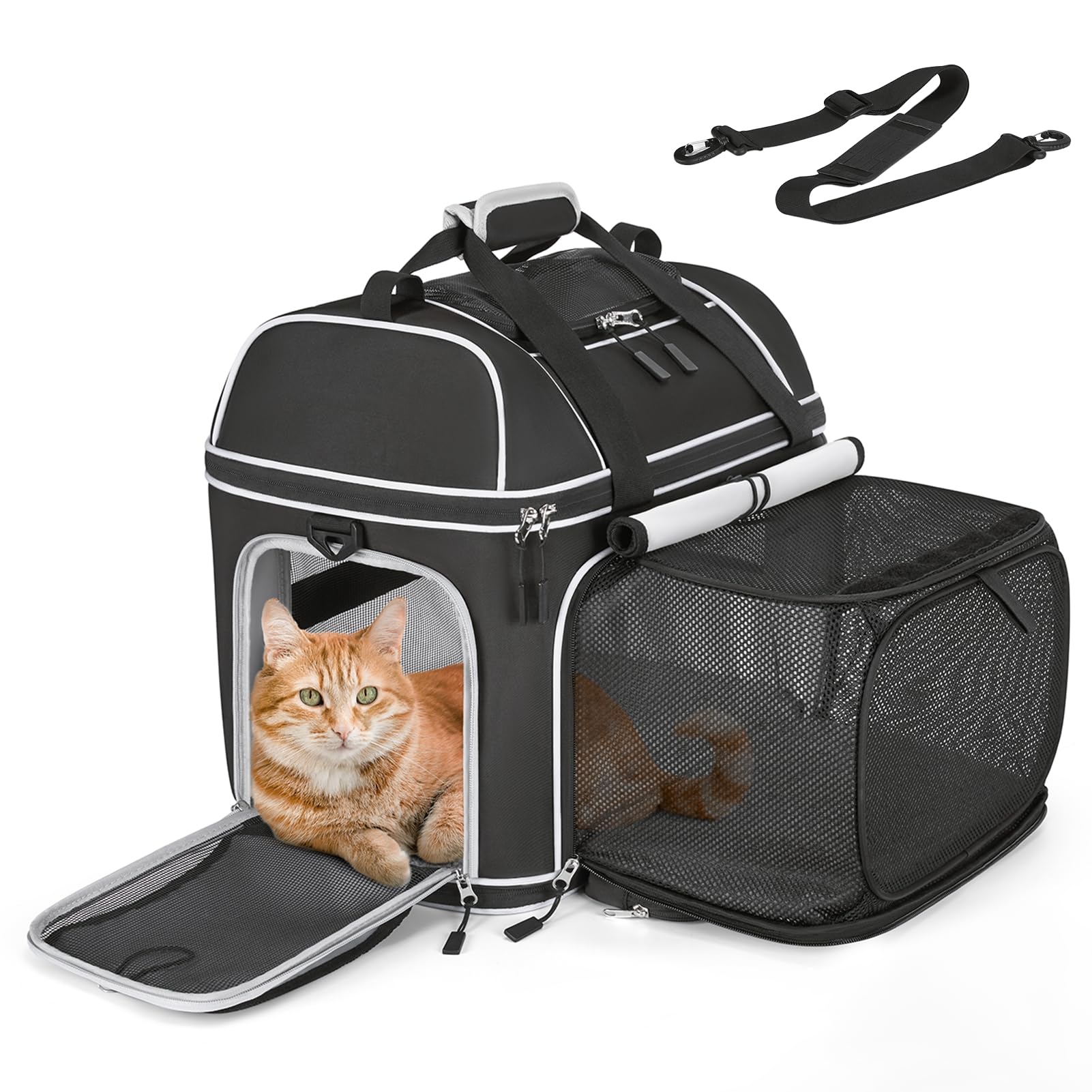 Expandable Pet Carrier: Noble Duck Soft-Sided Cat Dog Carrier Airline Approved Small Medium Large Portable Travel Up To 25 Lbs B