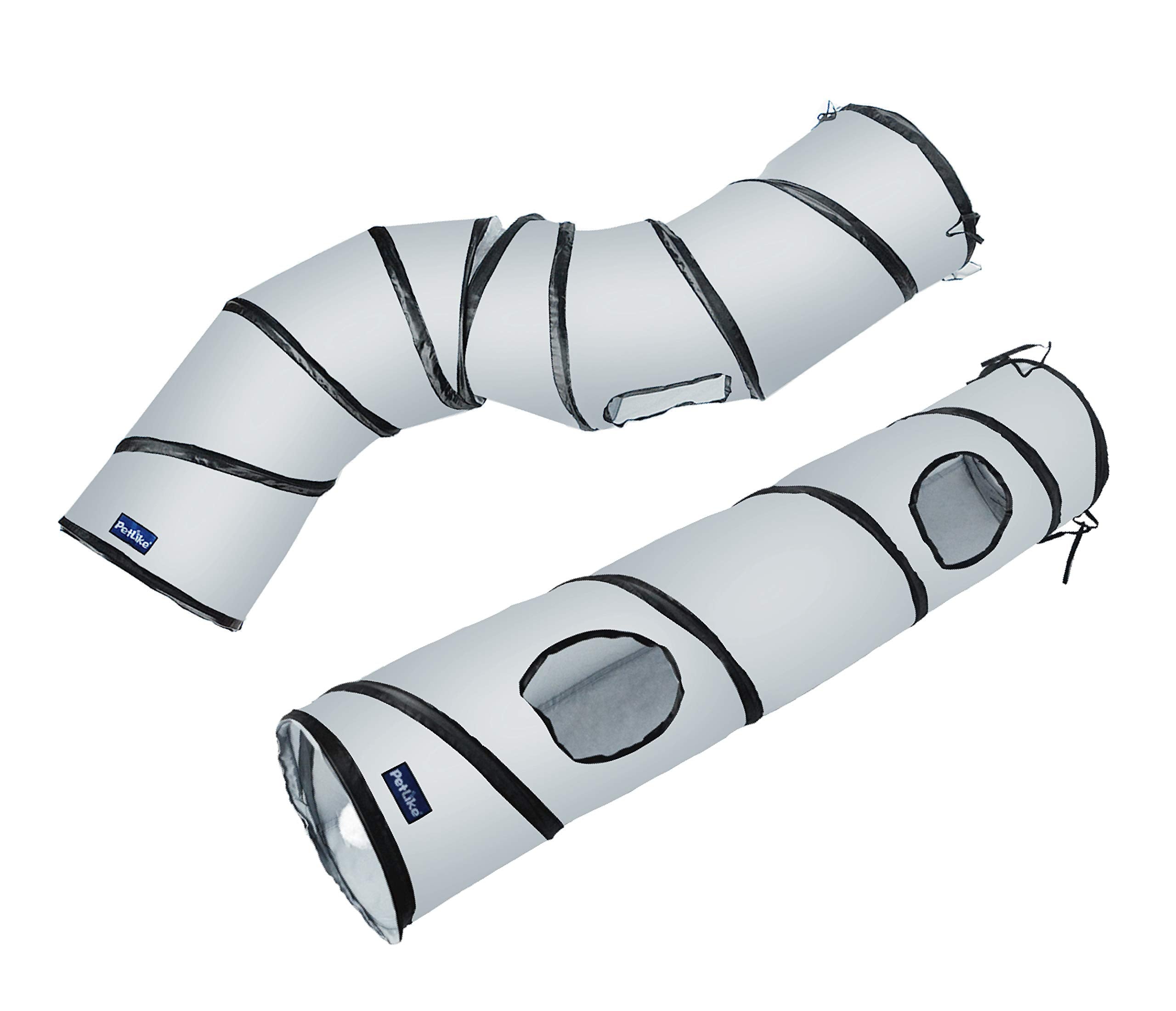 Petlike S Cat Tunnel Collapsible Pop-Up Pet Tube Hideaway Play Toy With Ball (1 Way, Grey)