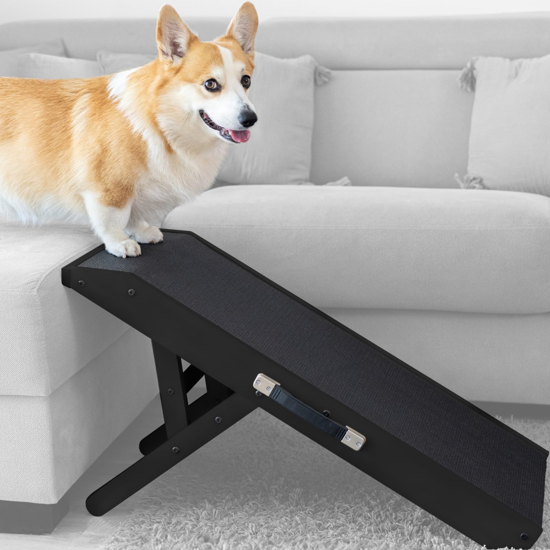 Dog ramp for Couch - Non-Slip, Sturdy Build Foldable Dog ramp - Supports up to 200lbs - Adjustable 7 to 20 - Landing Platfor