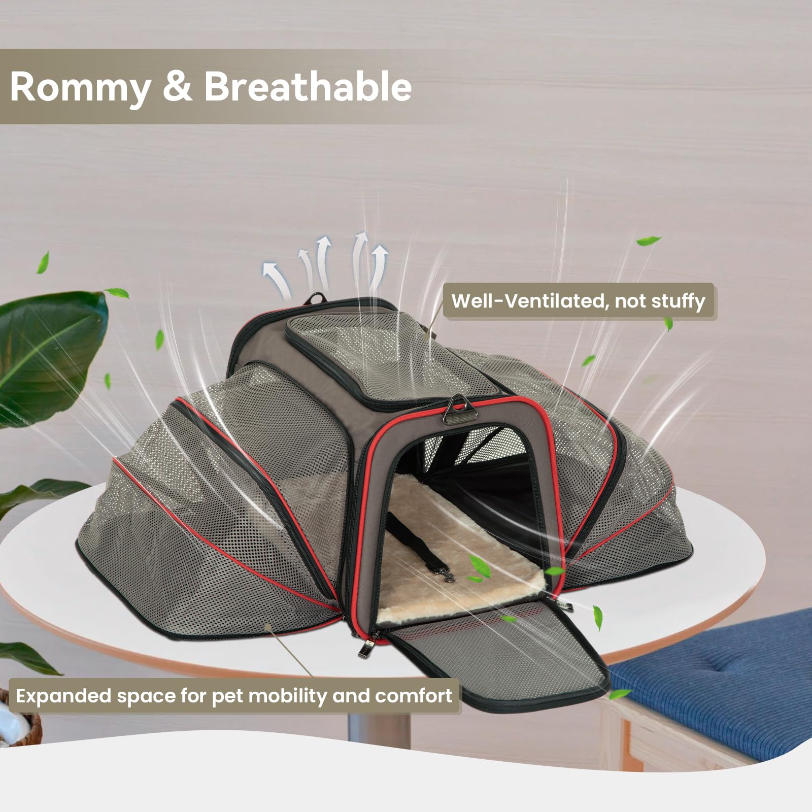 Petsfit Expandable Cat Dog Carrier For 2 Cats, 19'' Lx 12'' Wx 12'' H Soft-Sided Portable Pet Carrier For Travel, Dog Carrier Fo