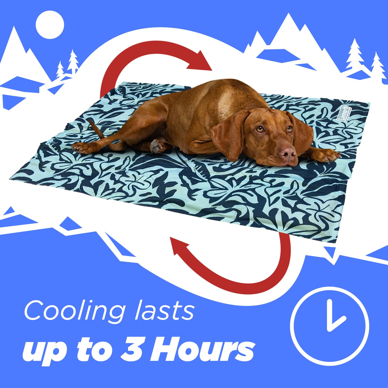 Coleman Small Navy Botanical Pattern Reversible Cooling Mat - 18    x 24