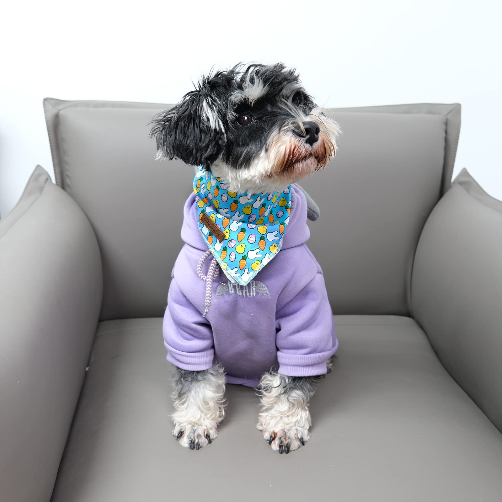 Up Urara Pup Easter Triangle Bid Dog Bandana, Blueegg Cotton, S (23'' X 16'' X 16''), Comfortable, Geometric Rabbit Pattern, Uni