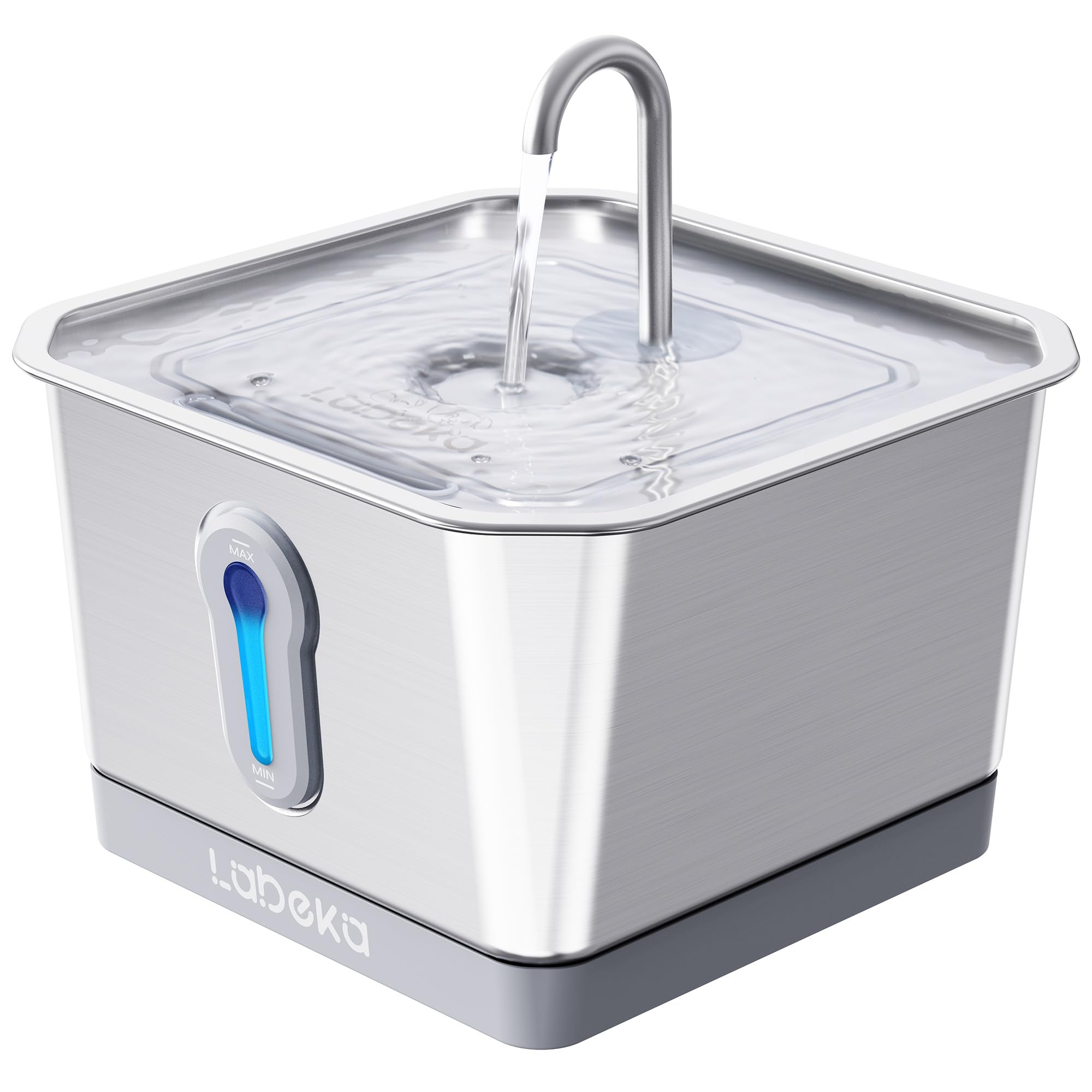 Labeka Wireless Cat Water Fountain Stainless Steel, 4L/135Oz Battery Operated Cat Fountain With Radar Sensor And Base, Automatic