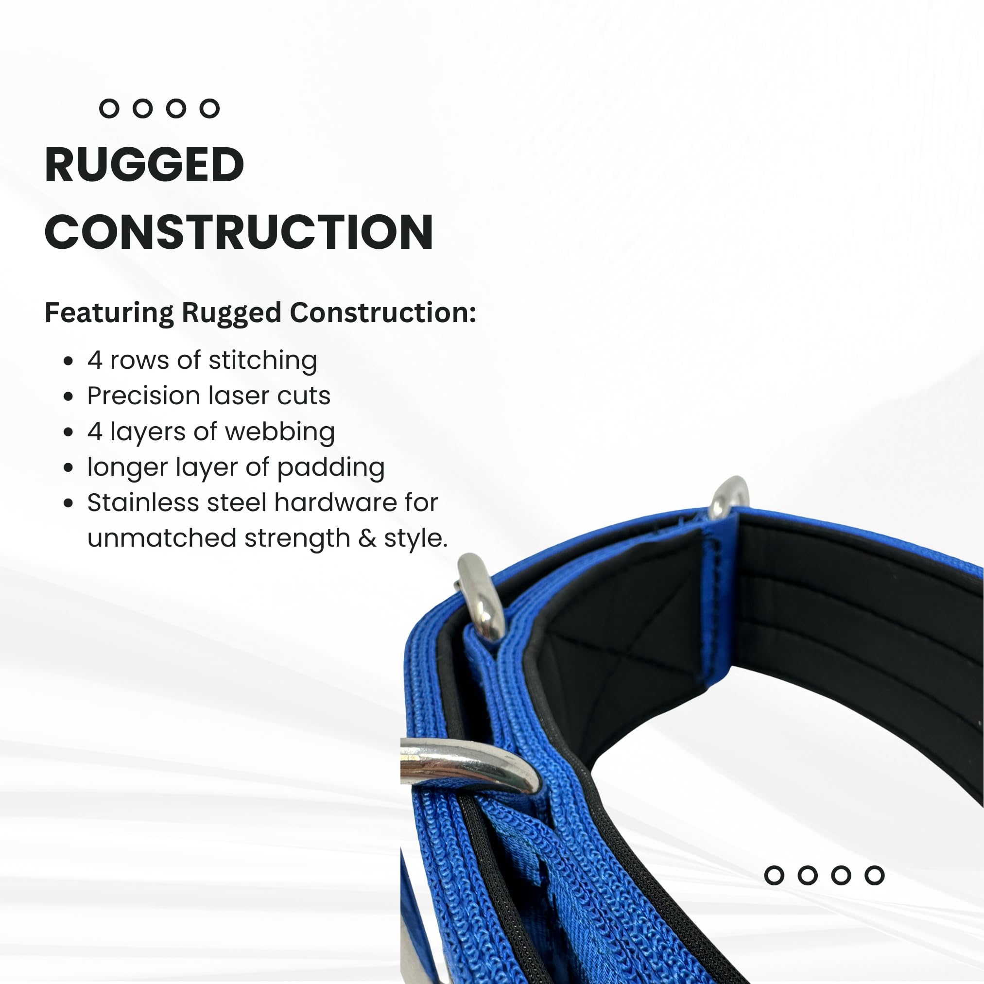 Sparkdog Collars Padded Working Dog Collar - 2 4Ply Padded Dog Collar Heavy Duty Stainless Steel Tactical Seatbelt Wide Buckle
