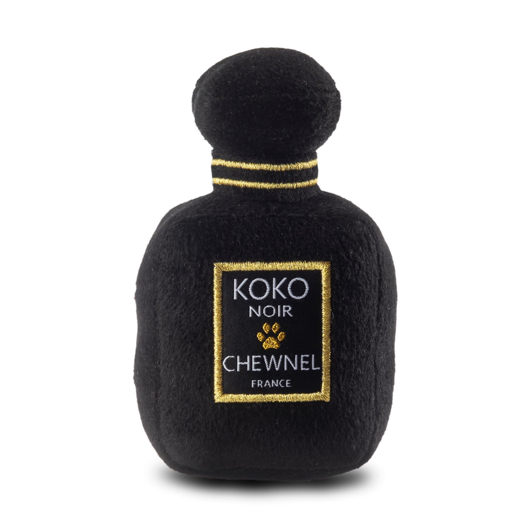 Dog Diggin Designs Chewnel Noir Pawfum Plush Dog Toy Bottle | Luxury-Inspired Parody Designer Perfume Bottle with Squeaker, Soft