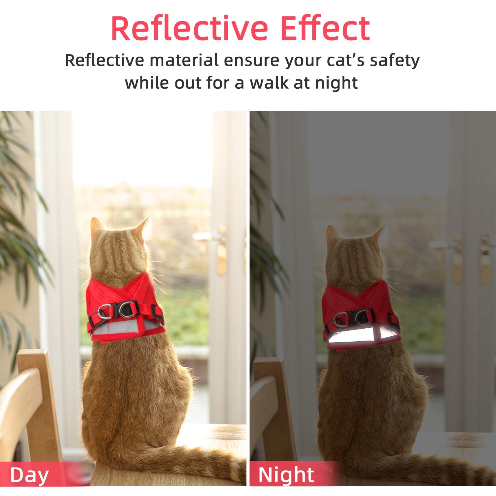 Red Cat & Dog Vest Harness - All Weather Mesh, Reflective Strap, Adjustable Step-In Harness For Small Pets (Red, S)