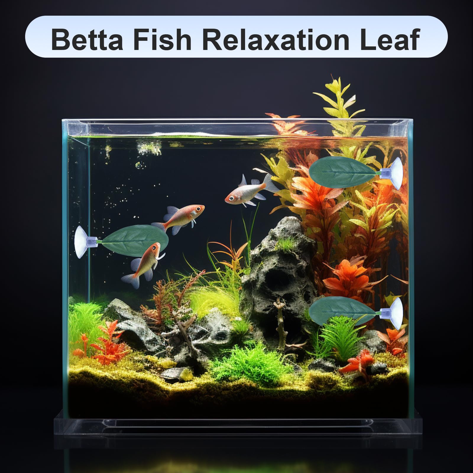 4 Pieces Betta Leaf Hammock, Fish Plant Leaf Pad, Fishes Tank Decor Leaves Betta Fish Tank Accessories for Tank-Aquarium Spawnin