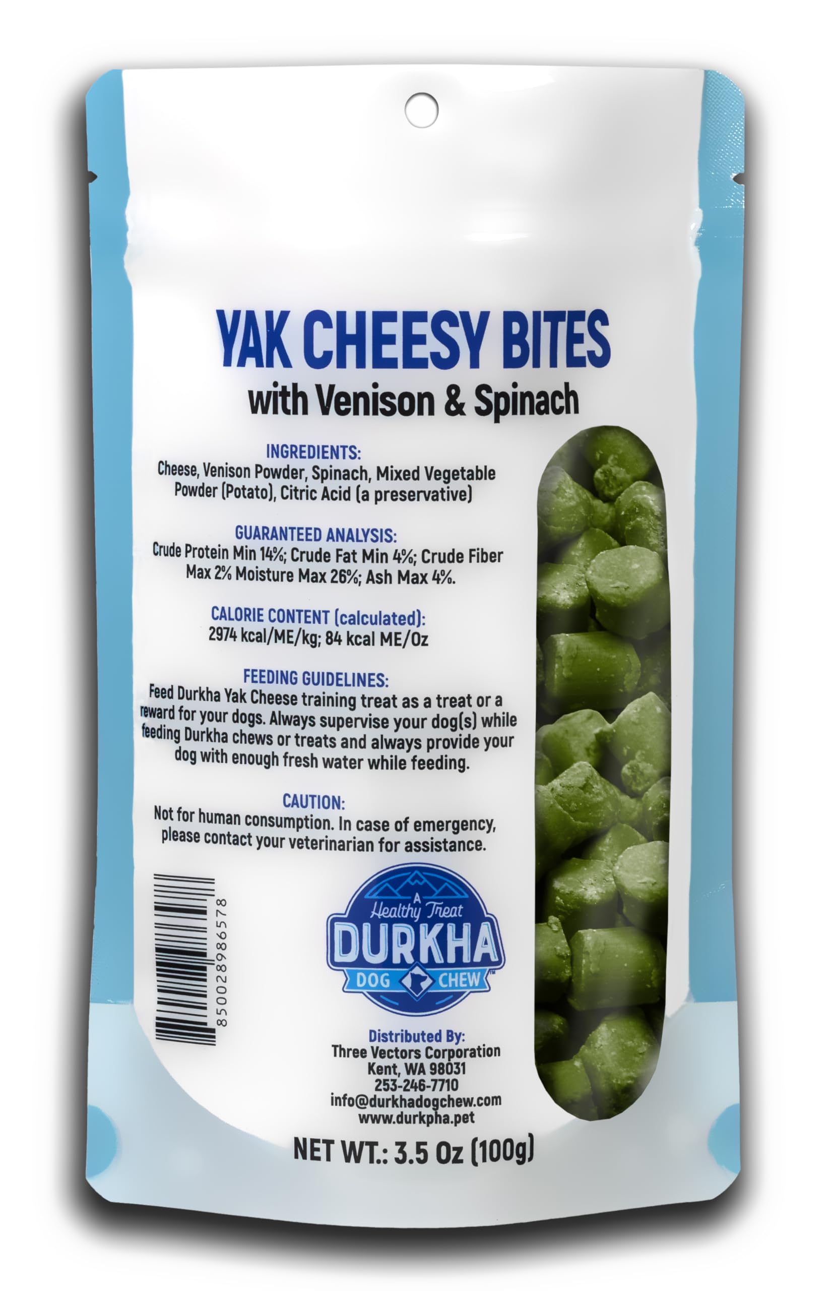 Durkha Soft Training Treats - Himalayan Yak Cheese with Venison and Spinach, Moist, Nutritious, and Perfect for Training and Rew