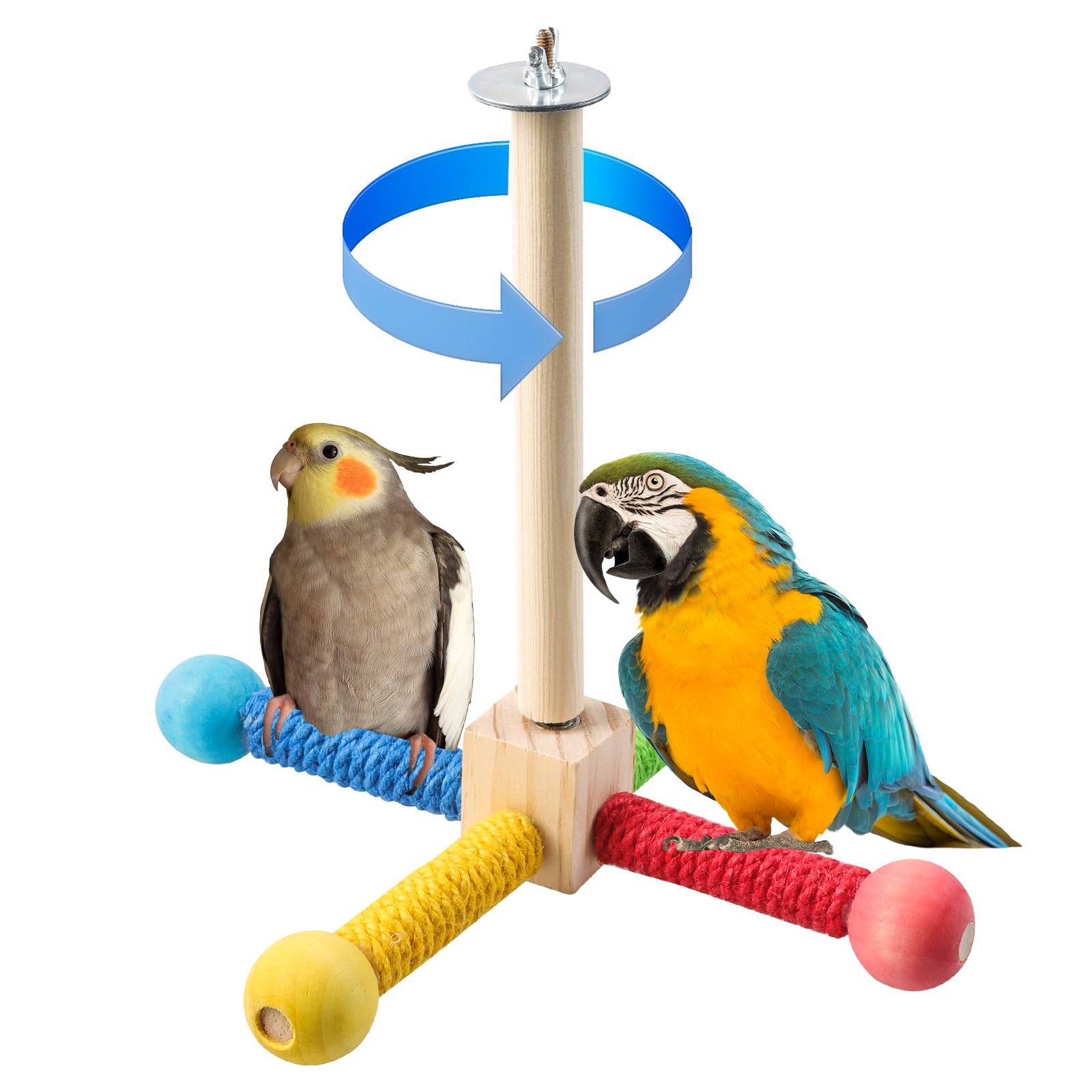 Maxqzin Bird Stand Perch Toy, Bird Training Stands For Parrots, Wood Bird Perch Stand, Parrot Cage Top Wooden Branches For Stand