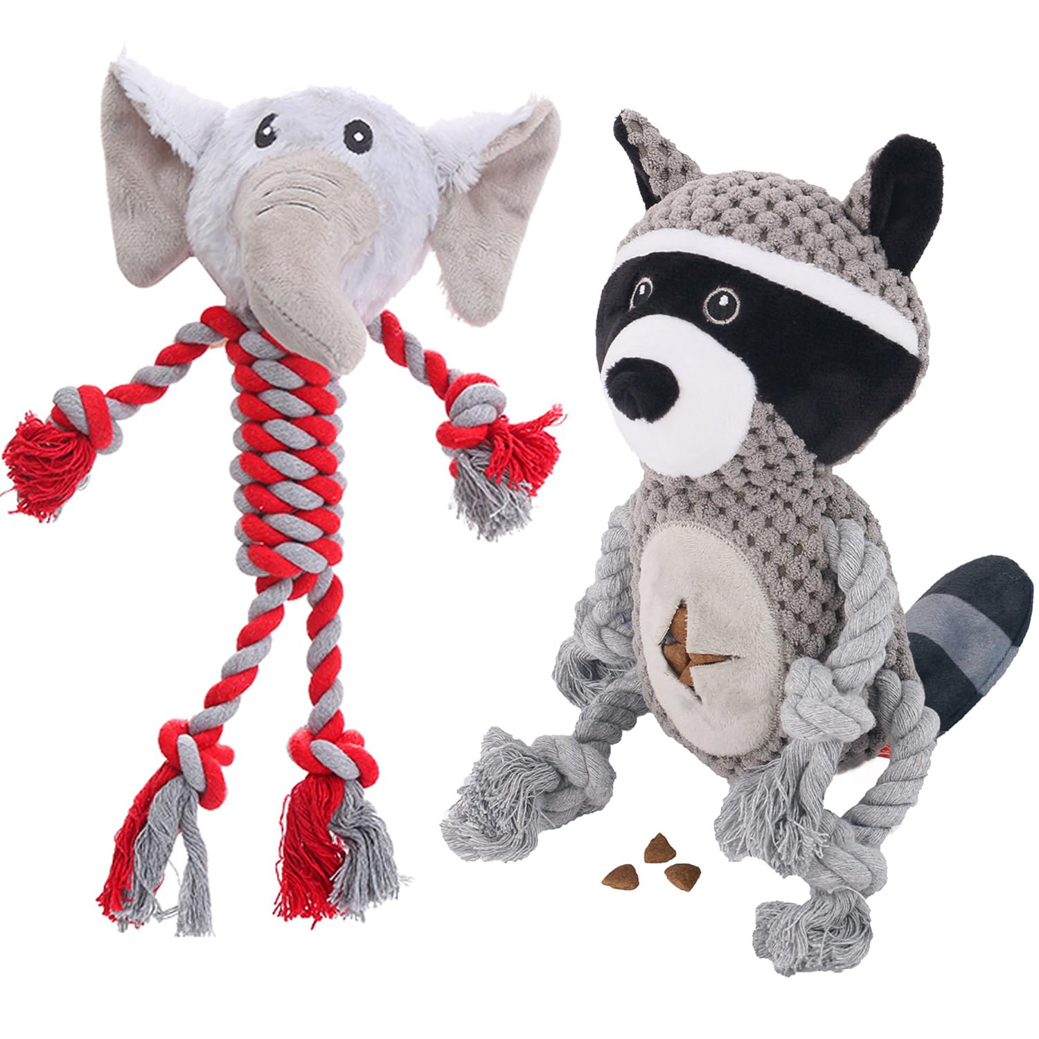 Hugeme Rope Dog Toys To Keep Them Busy - Tug Of War Dog Toys For Boredom Plush Interactive Squeaky Puppy Toys For Small Medium L