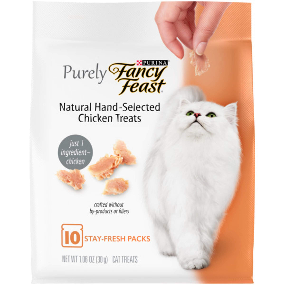 Purina Fancy Feast Natural Cat Treats, Purely Natural Hand-Selected Chicken - 10 Ct. Pouch