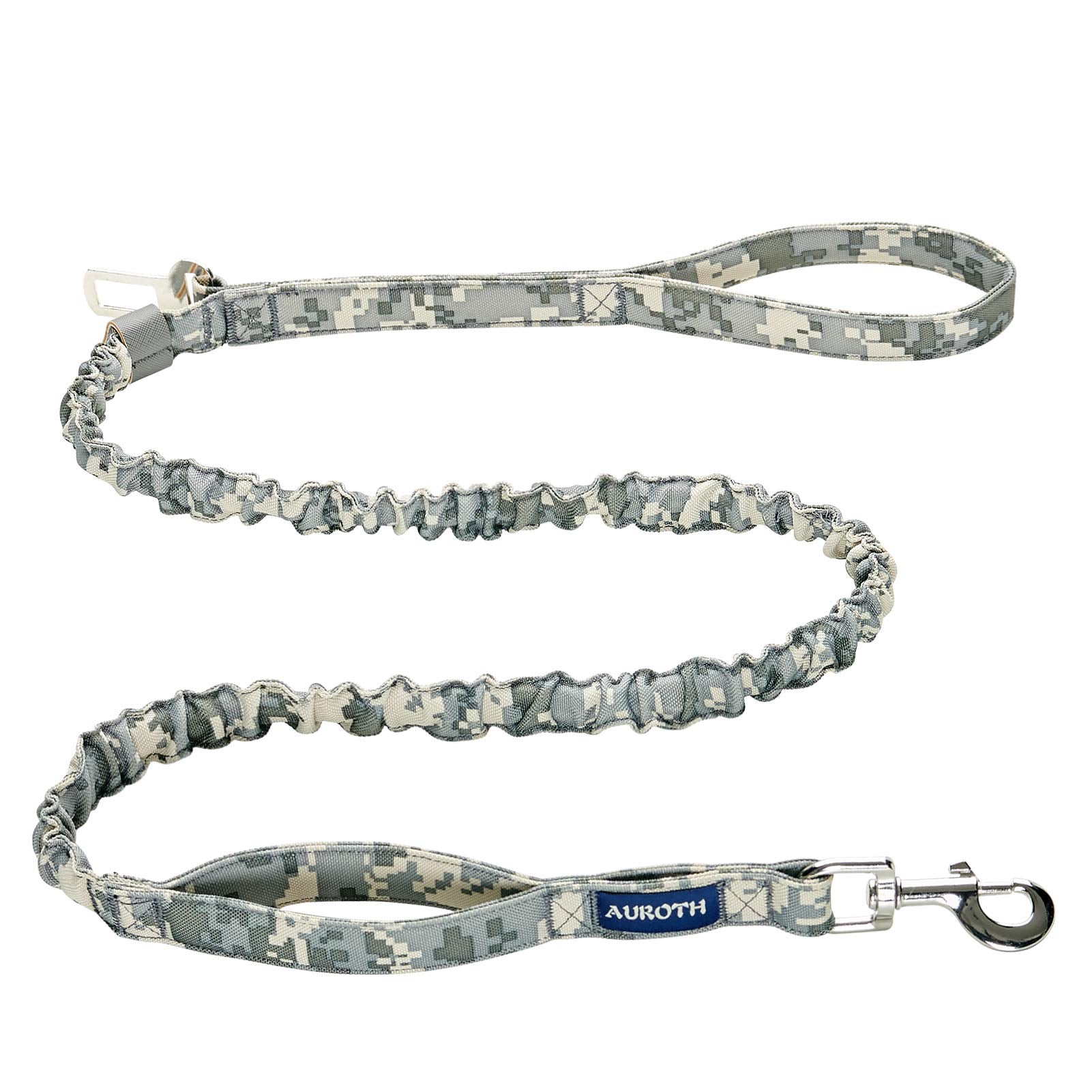 Auroth Dog Leash Large Dogs, Heavy Duty Dog Leash Bungee, No Pull Dog Leash For Shock Absorption, Grey Camo Dog Training Leashes