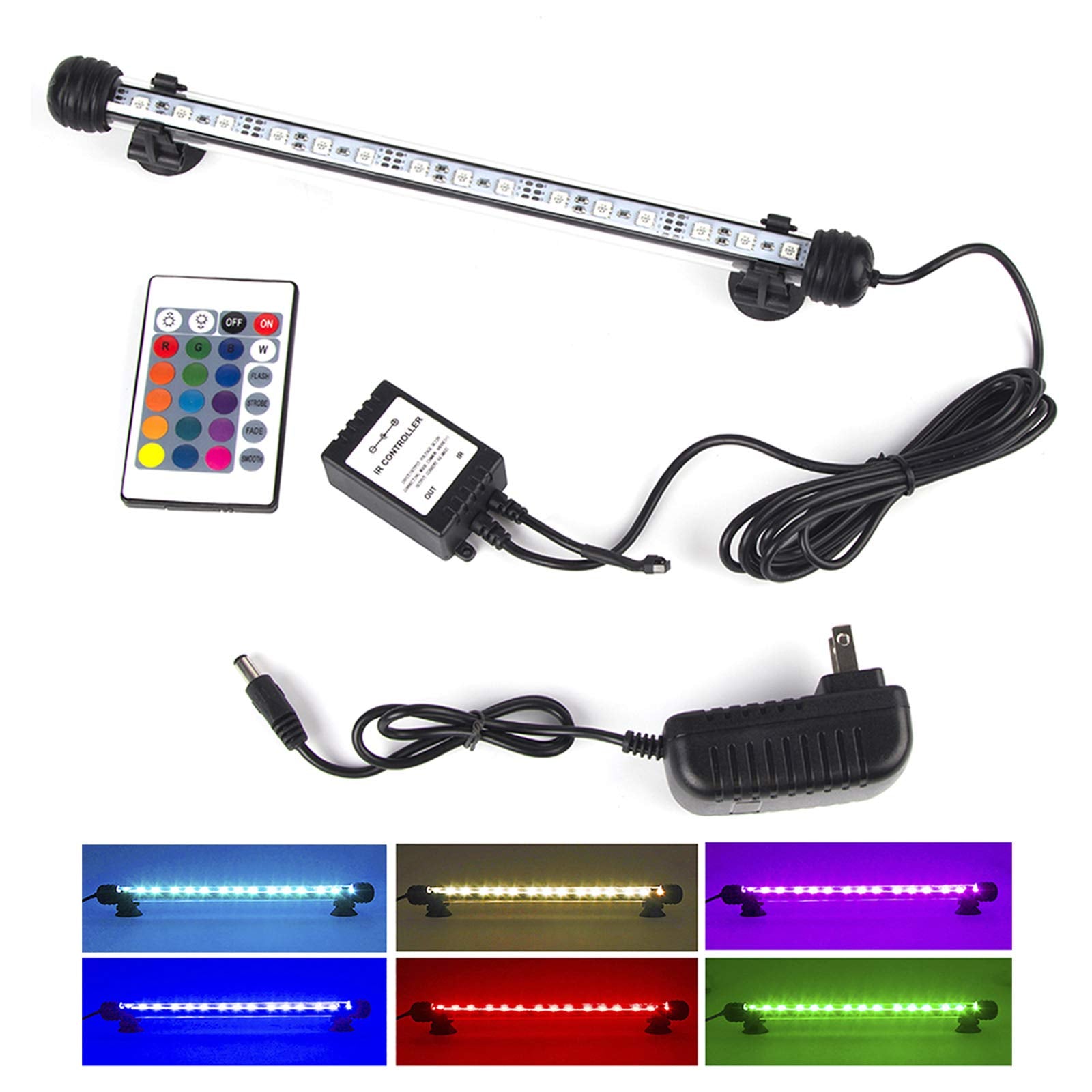 S SMIFUL LED Aquarium Lights, RGB Fish Tank Lights, Underwater IP68 Waterproof Submersible Remote Control Tank Lights Color Chan