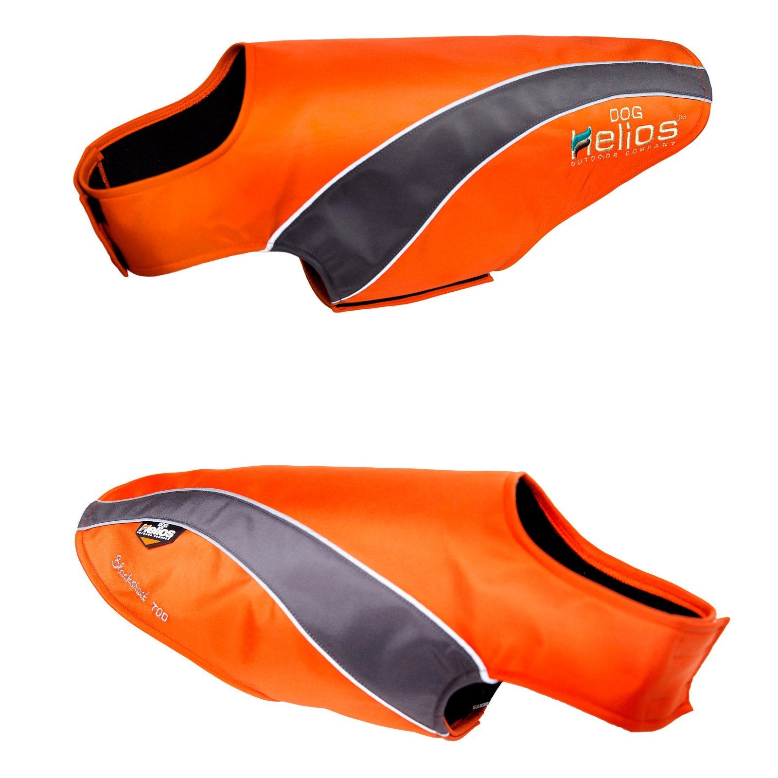 Pet Life Helios Octane Softshell Neoprene Satin Reflective Dog Jacket w/Blackshark Technology, X-Large, Orange, Grey