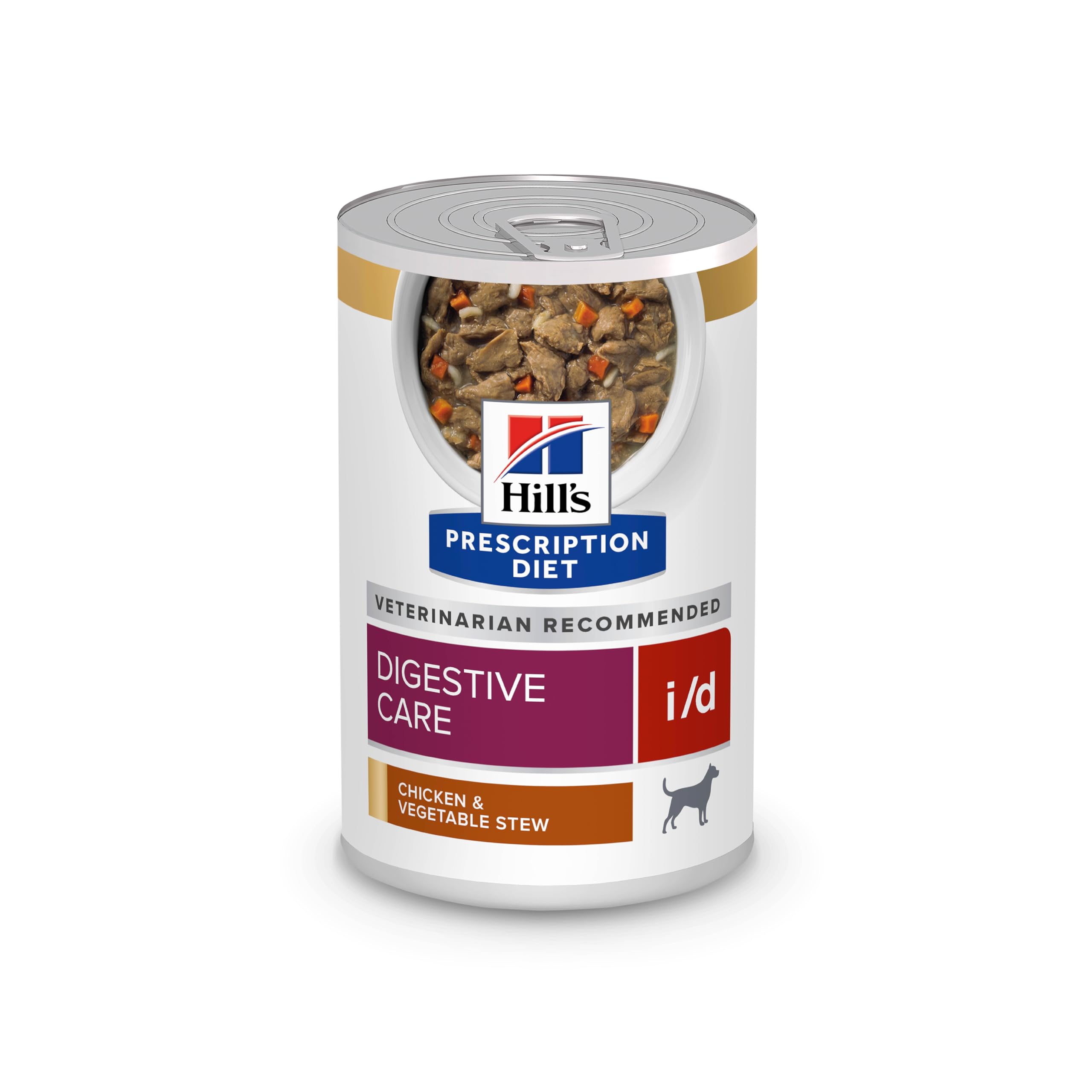 Hills Prescription Diet i/d Digestive Care Chicken & Vegetable Stew Canned Dog Food, Veterinary Diet, 12.5 oz., 12-Pack Wet Foo
