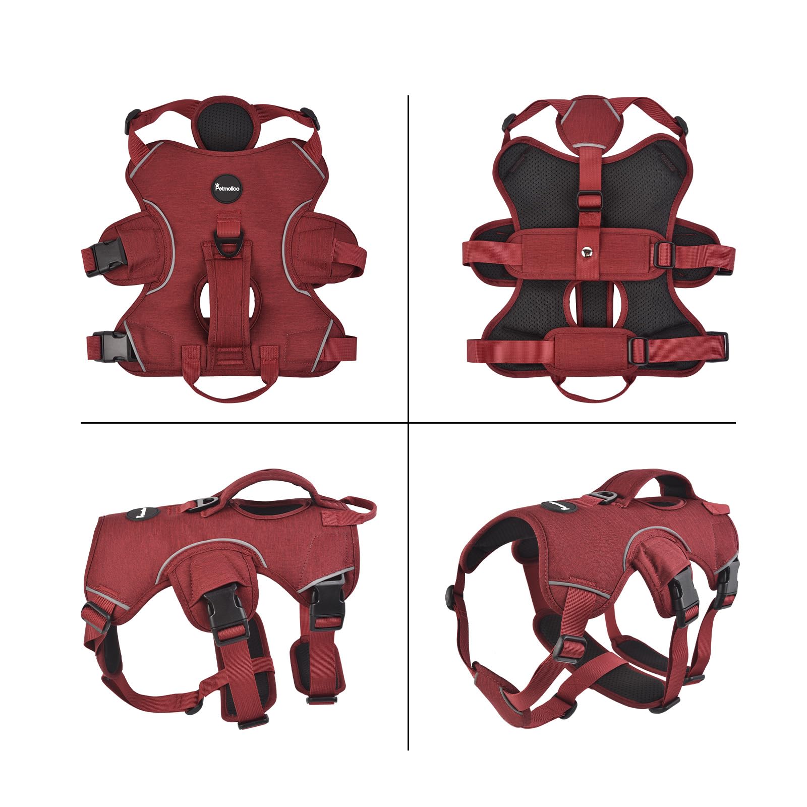 Petmolico Escape Proof Dog Harness Vest, Adjustable No Pull Vest Reflective Dog Harness Vest For Large Dogs(Red,Medium)