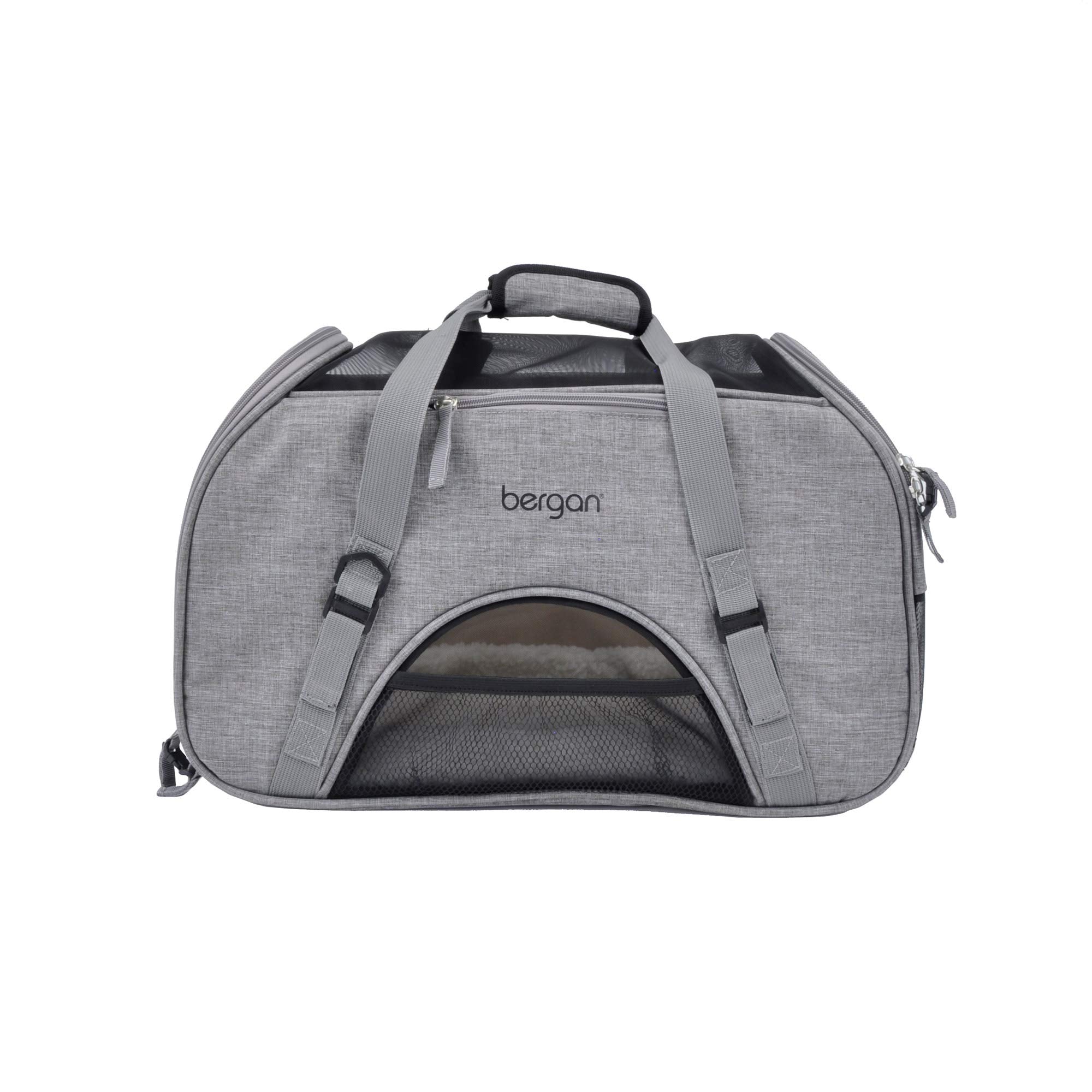 Coastal Pet Bergan Comfort Carrier - Safe, Comfortable Dog & Cat Travel Carrier - Airline Friendly Soft Pet Carrier - Breathable Carrier For Pet Owners - Heather Grey, 19' X 10' X 13'