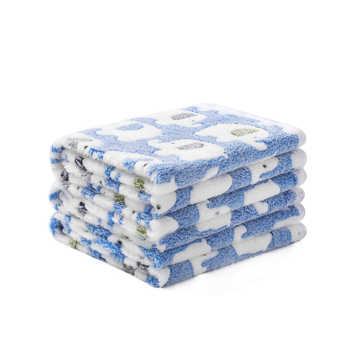 1 Pack 3 Blankets Super Soft Fluffy Premium Cute Elephant Pattern Pet Blanket Flannel Throw For Dog Puppy Cat Blue Large(41X31 I