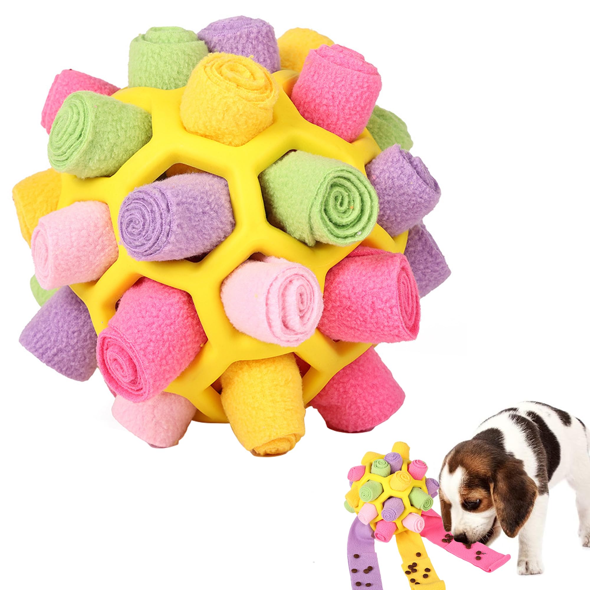Miras Pocket Dog Snuffle Ball Toy, Mental Stimulation Chew Toy for Dogs & Cats, 14cm Licking Mat Treat Dispensing Ball with Hol