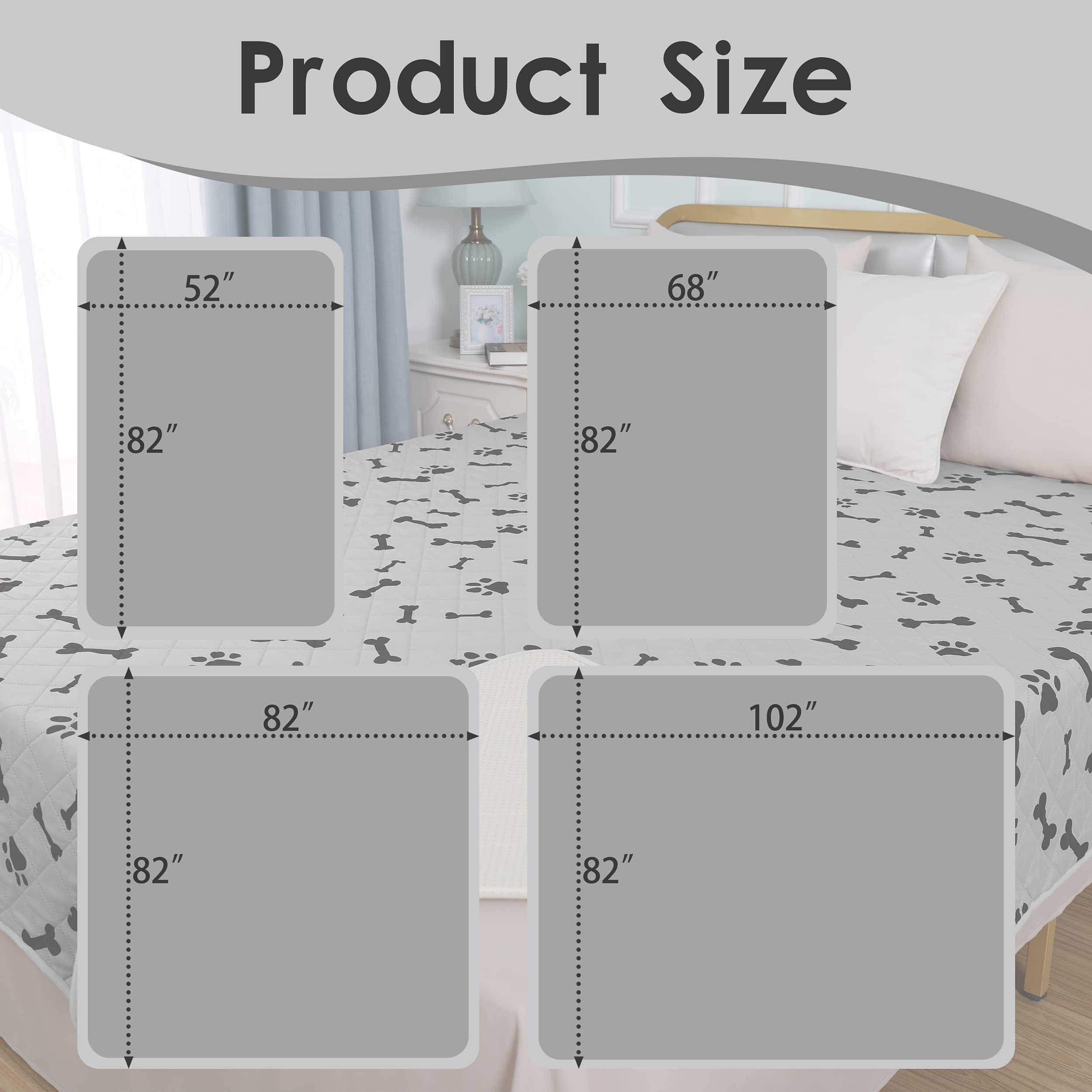 Nanbowang Waterproof Blankets Dog Bed Covers For Larges Dogs, Water Absorb Training Pads (6882 Gray)