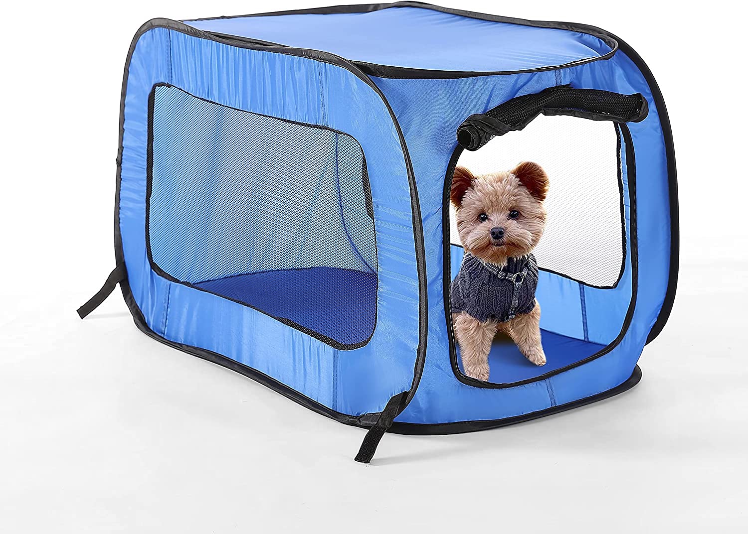 Beatrice Home Fashions Portable, Collapsible, Pop Up Travel Pet Kennel, 32.5' L X 19.5' W X 19.5' H, Blue