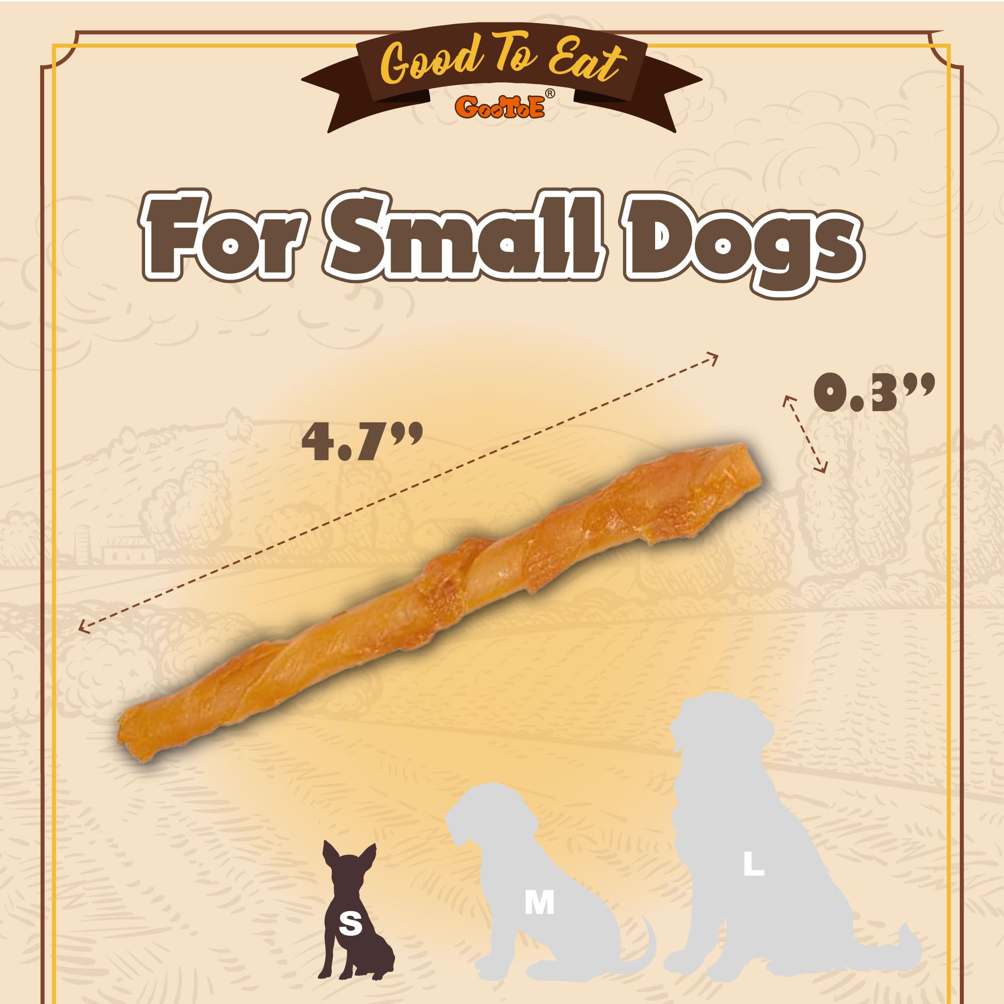 Gootoe Turkey Tendons for Dogs - All-Natural Hypoallergenic Treats, 5 oz, Small Breeds, Rawhide Alternative Chews, 10 Count Pack