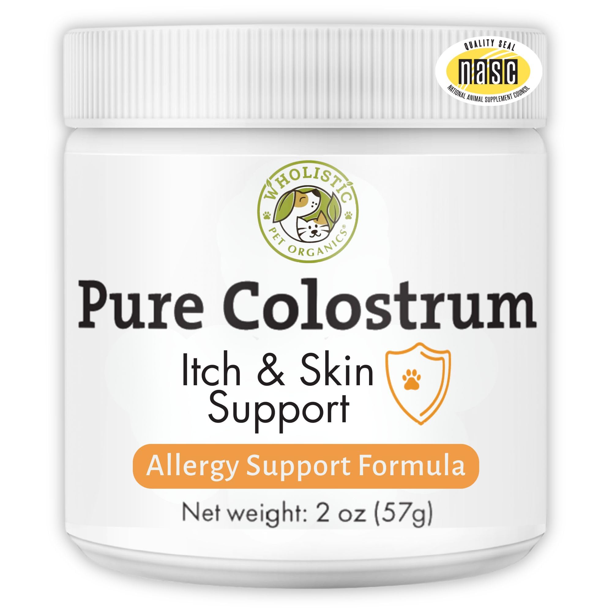 Wholistic Pet Organics Bovine Colostrum Powder - 2 Oz - Seasonal Dog Allergy Relief - Itch Relief for Dogs - Natural Anti Itch S