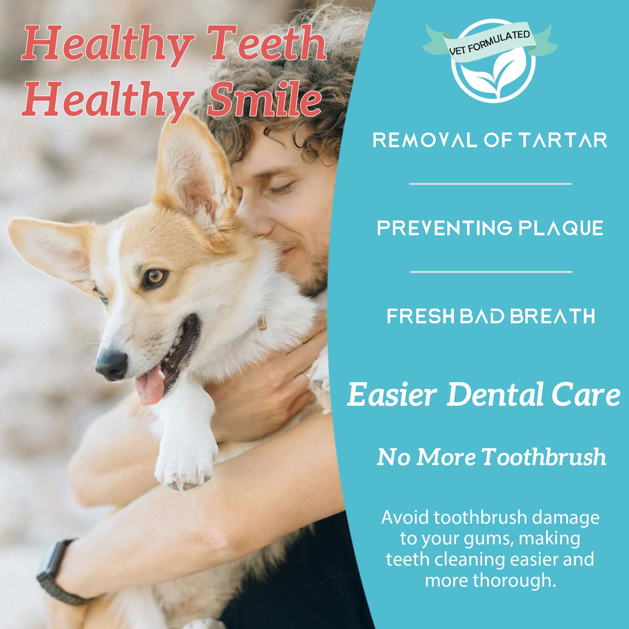 Natural Dog Dental Powder - Teeth Cleaning Powder - Removes Plaque and Tartar - Breath Freshener - Contains Probiotics to Fight