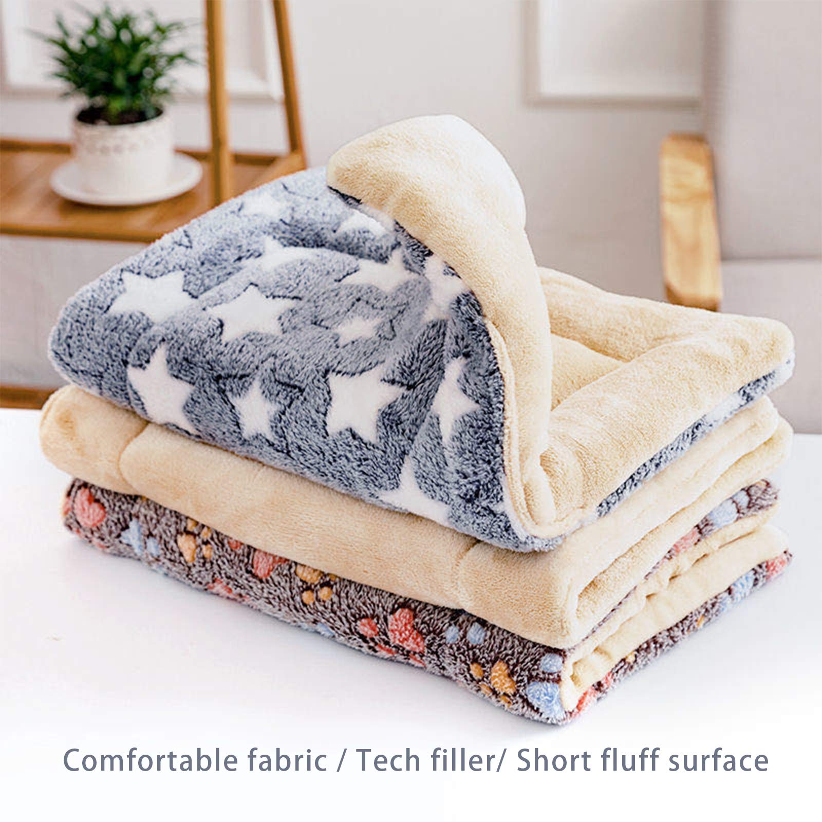 Homereign 2 Pcs Pet Bed Mats. Ultra Soft Pet (Dog/Cat) Bed With Cute Prints. Reversible Faux Lambswool Kennel Pad For Medium Sma