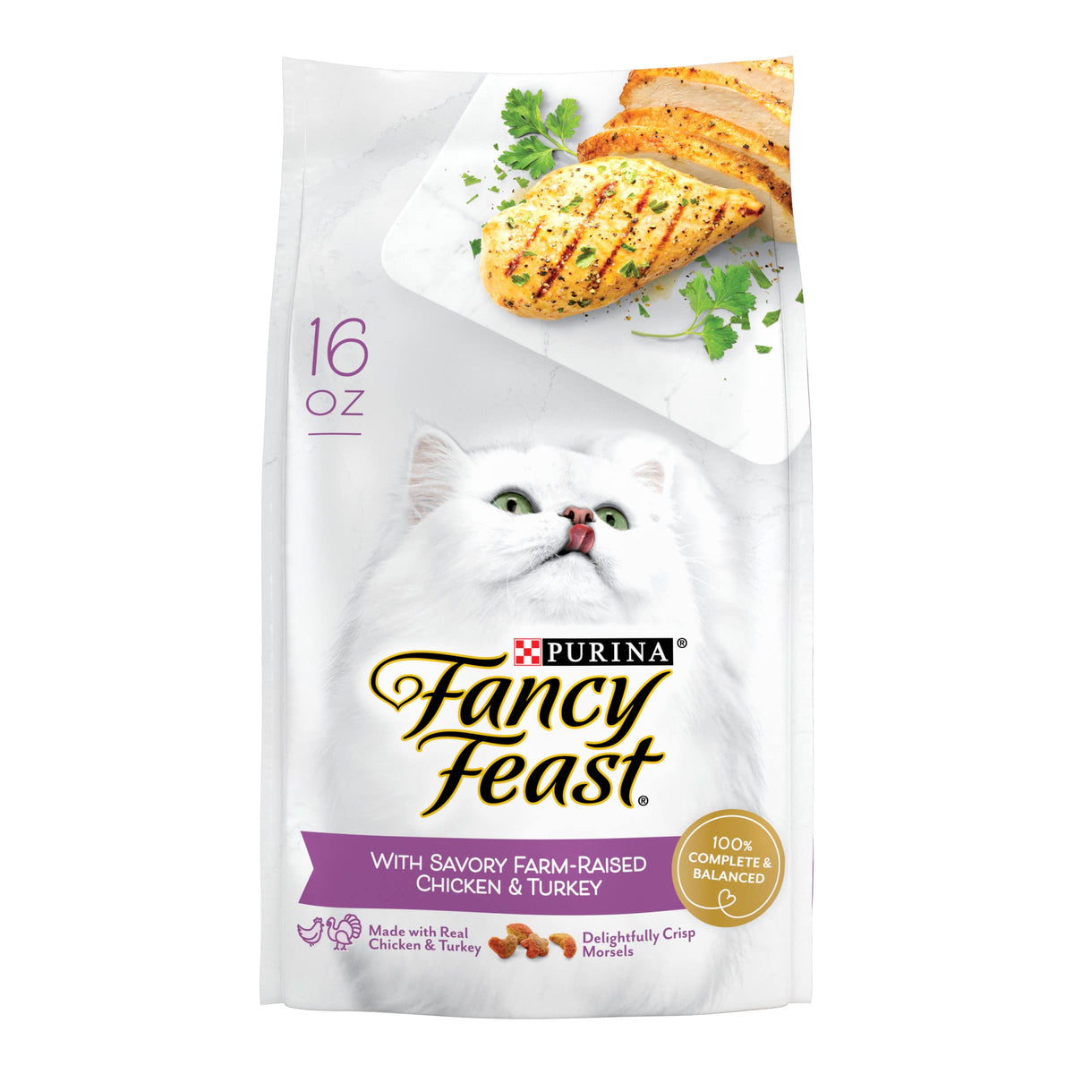 Purina Fancy Feast Dry Cat Food, With Savory Chicken & Turkey - (4) 16 Oz. Bags