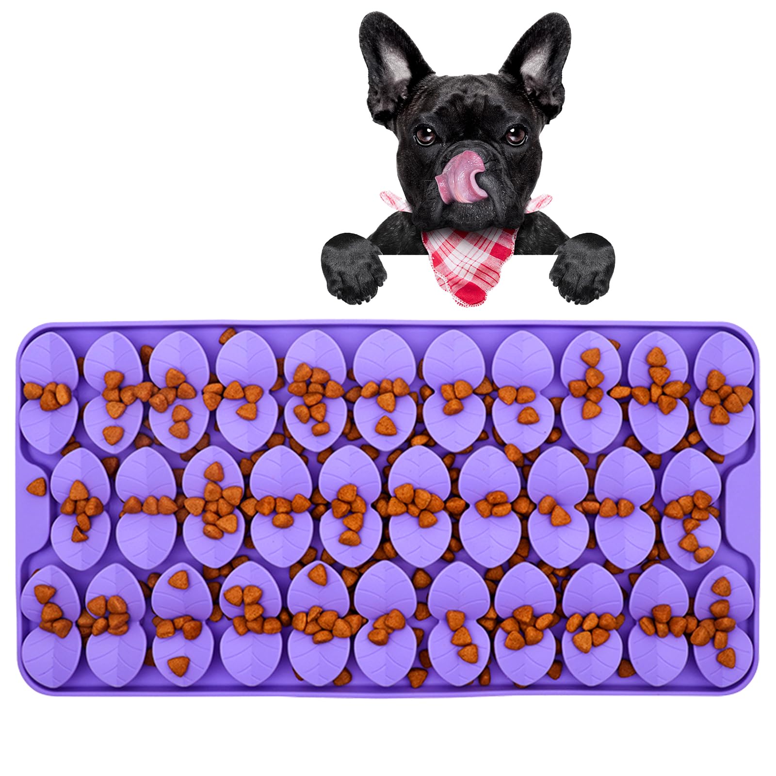 Ourmiao Silicone Snuffle Mat For Large Dogs, Dog Lick Mat Slow Feeder, Pet Licking Treat Mat With Suction Cups For Smell Trainin