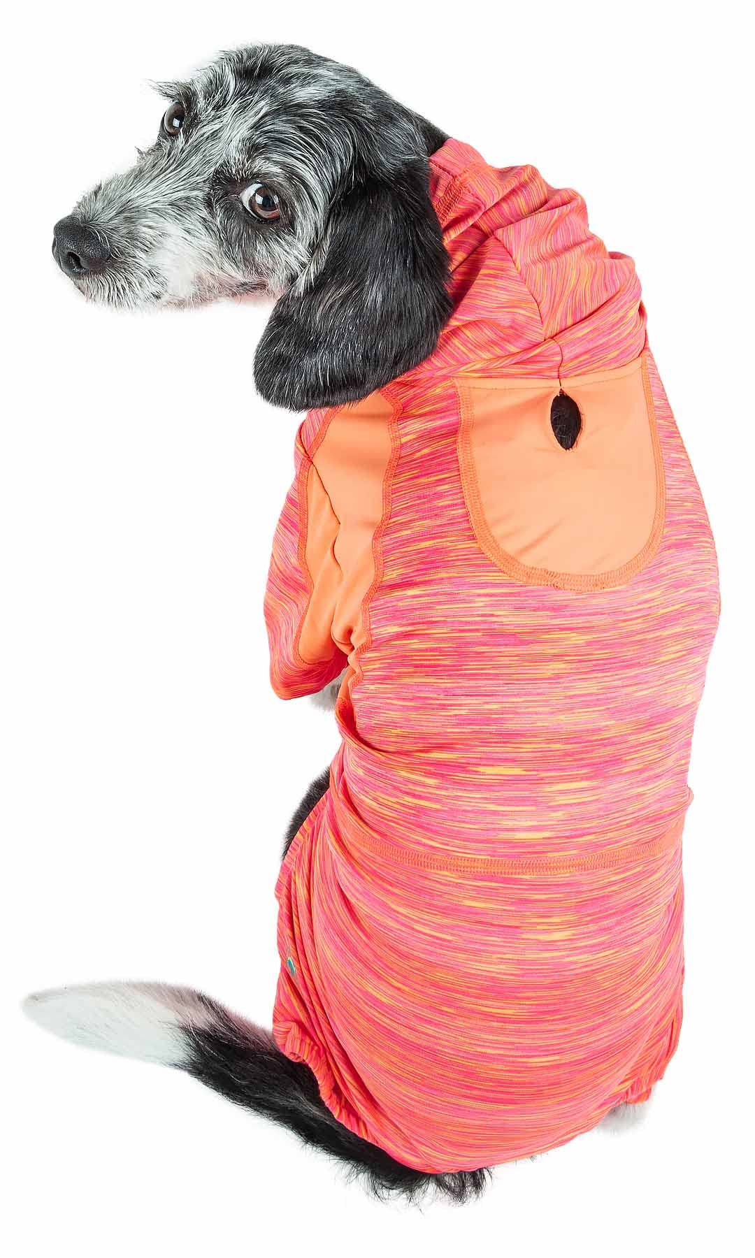 Pet Life ® Active Downward Dog Hoodie And Flexible Full Body Dog T-Shirt - Lightweight Dog Fitness Tracksuit And Yoga Dog Clothes Featuring 4-Way Stretch, Reflective And Quick-Dry Technology