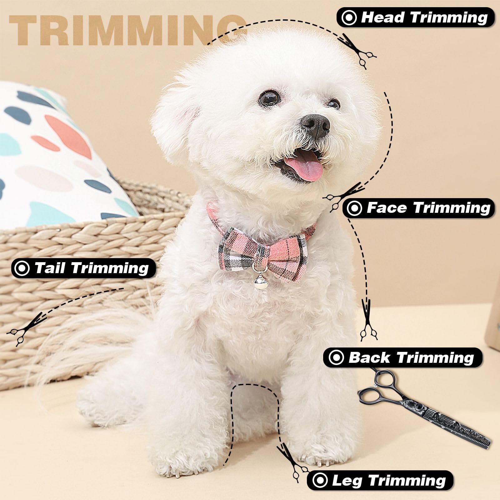 Jason 8 Inch Dog Thinning Scissors Ergonomic Pets Grooming Thinner Blender Shears Cat Trimming Texturizing With Offset Handle, S