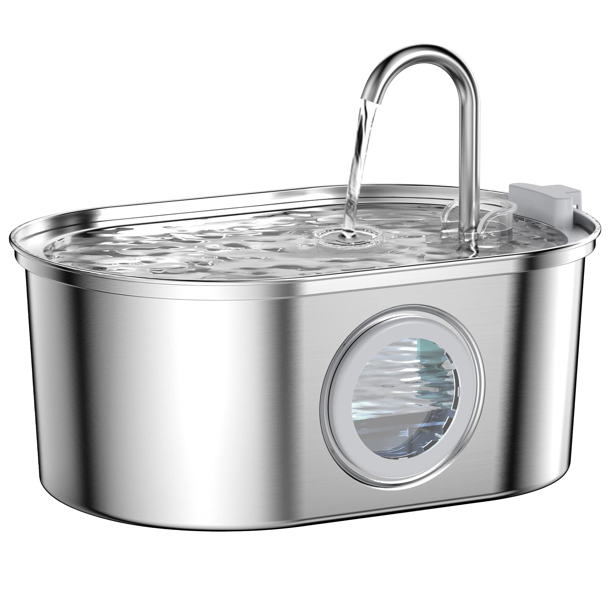 Cat Water Fountain Stainless Steel: 108Oz/3.2L Pet Water Fountain - Water Fountain For Cats Inside With Water Level Window - Faucet Cat Fountain - Quiet Pump - For Dogs And Cats - Soofpet