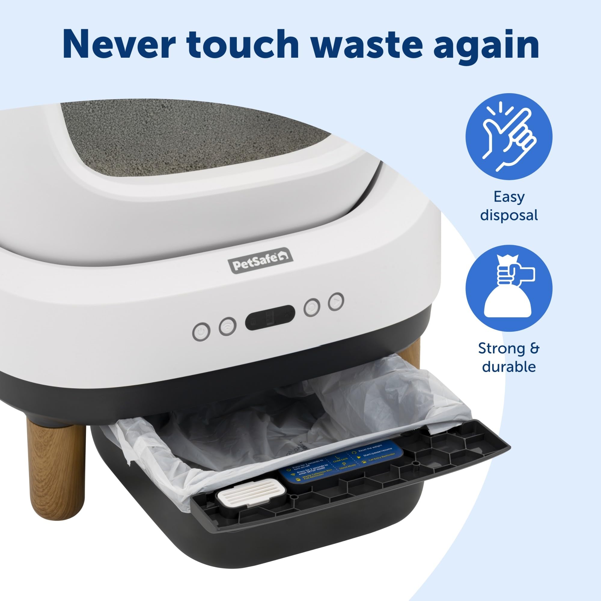 Petsafe Waste Bin Liners - Drawstring Liners For Scoopfree Opensky Cat Litter Box - Easy Cleanup, 15 Count