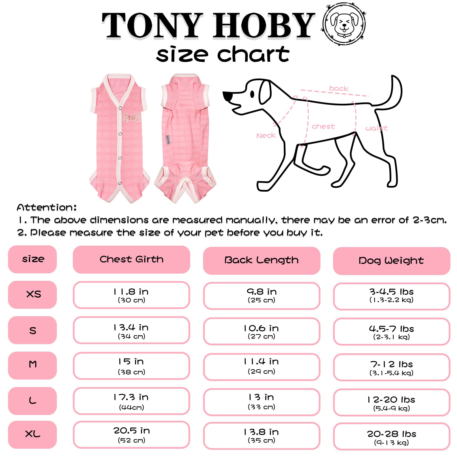 Tony Hoby Dog Pajamas, Dog Jumpsuit, Dog Recovery Suit After Surgery For Small Medium Dog (Pink, Girl, Xl)